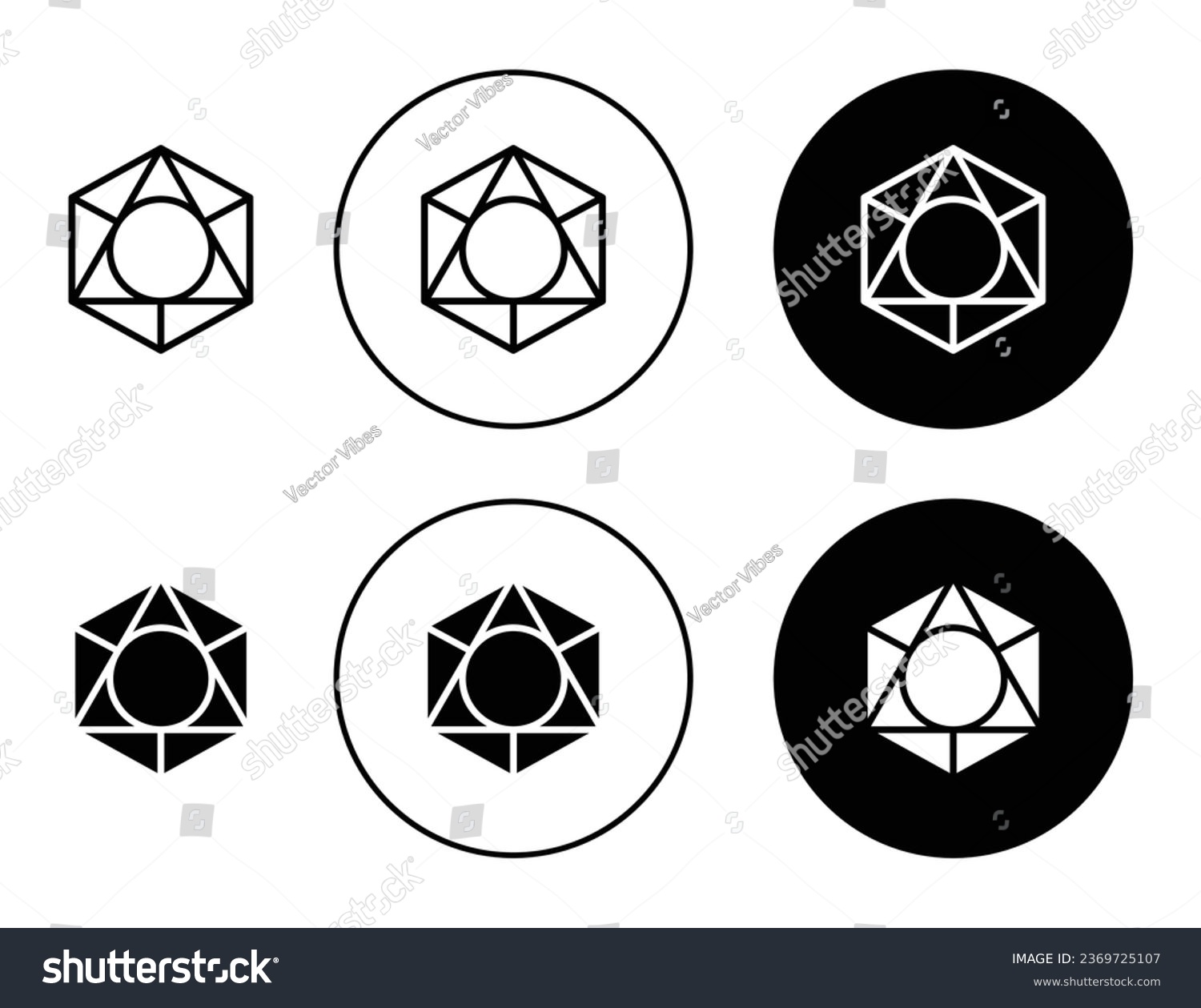 SVG of Icosahedron geometrical figure outline icon set. vector symbol illustration. svg