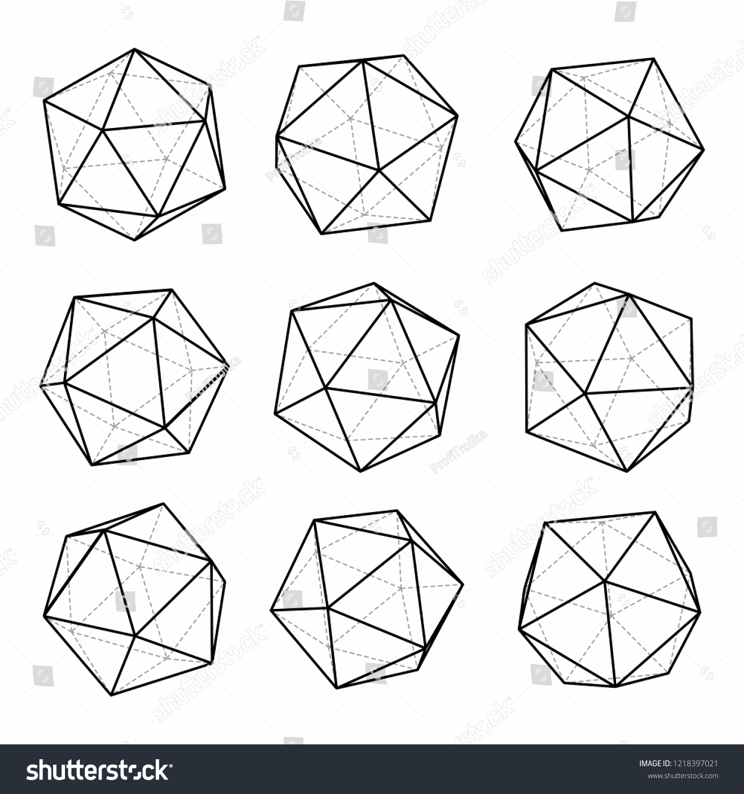 Icosahedrons 3d Forms Vector Set Regular Stock Vector (Royalty Free ...