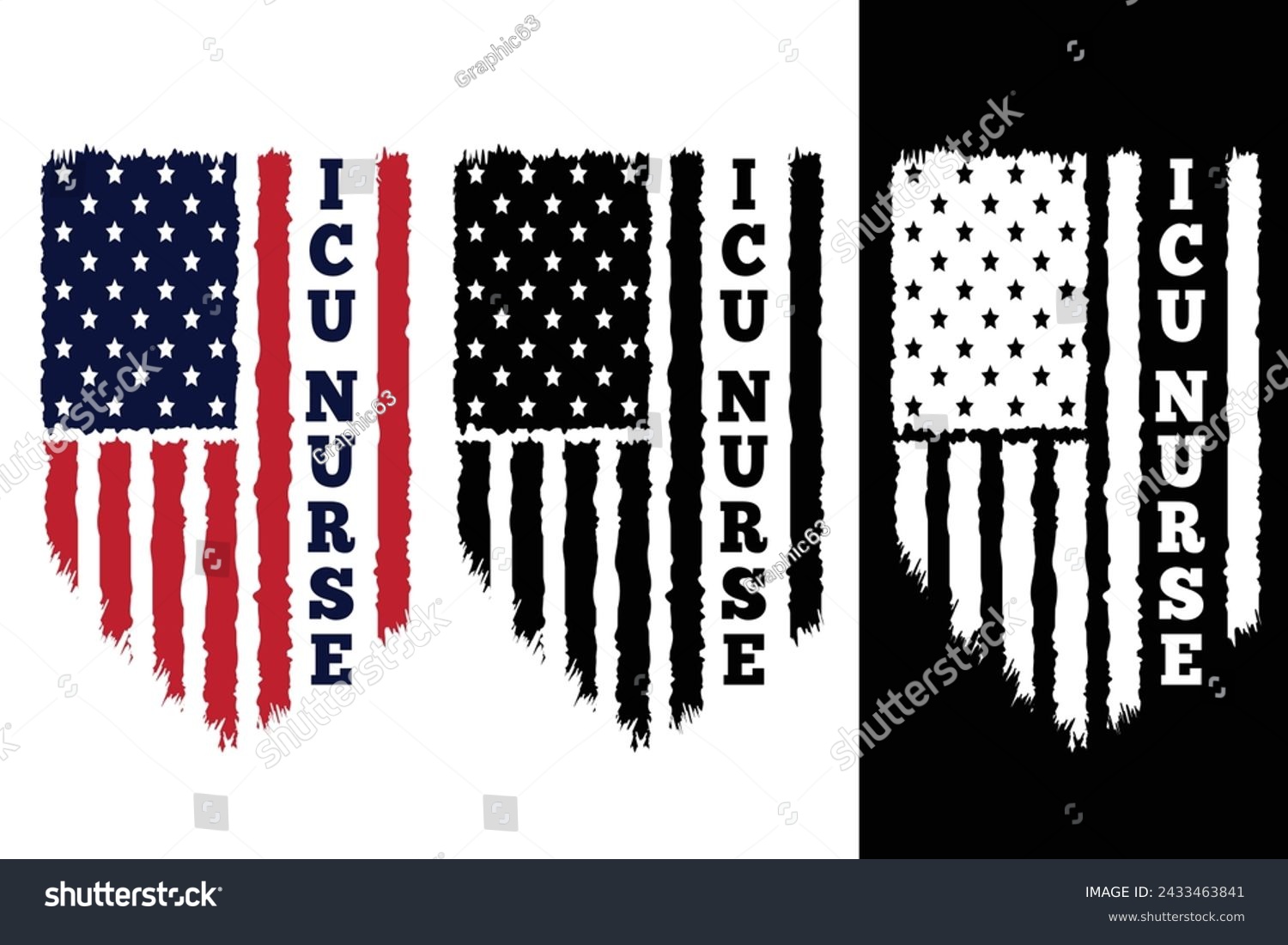 SVG of Icu Nurse Typography Vector. Nurse Distressed American Flag Print For t Shirt,Poster,backround,Banner New Design. svg