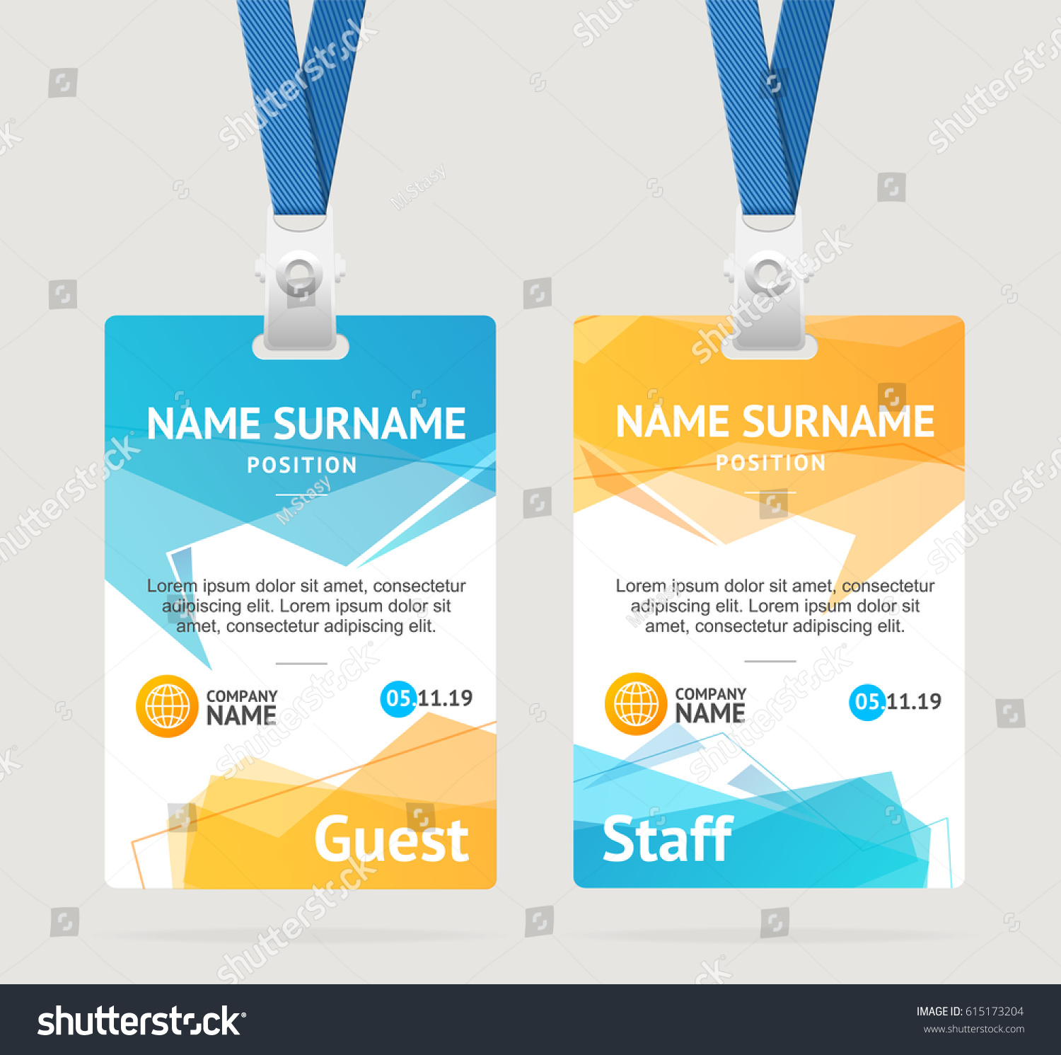 id card template plastic badge vertical stock vector royalty free