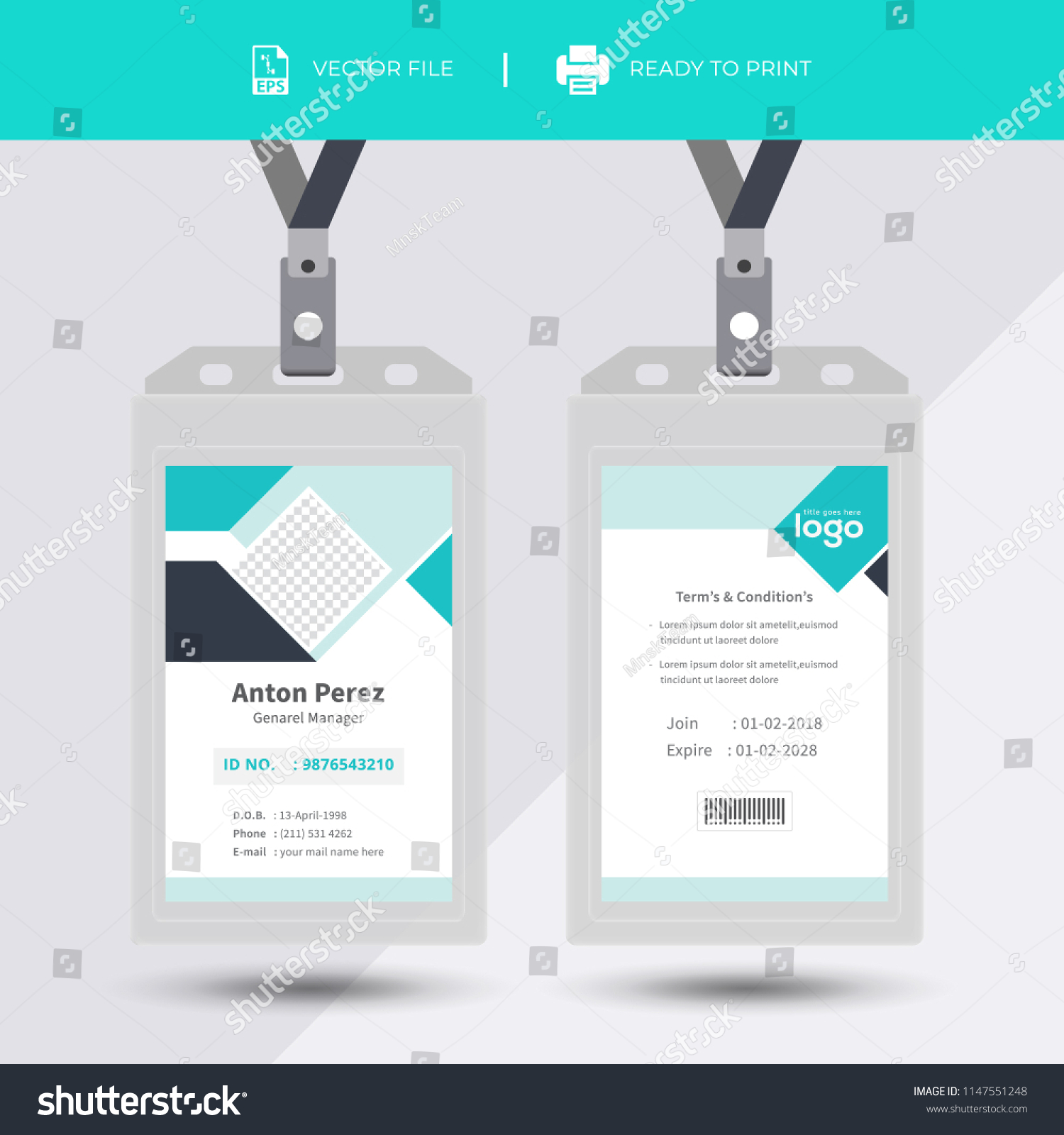 Id Card Lanyard Set Isolated Vector Stock Vector (Royalty Free ...