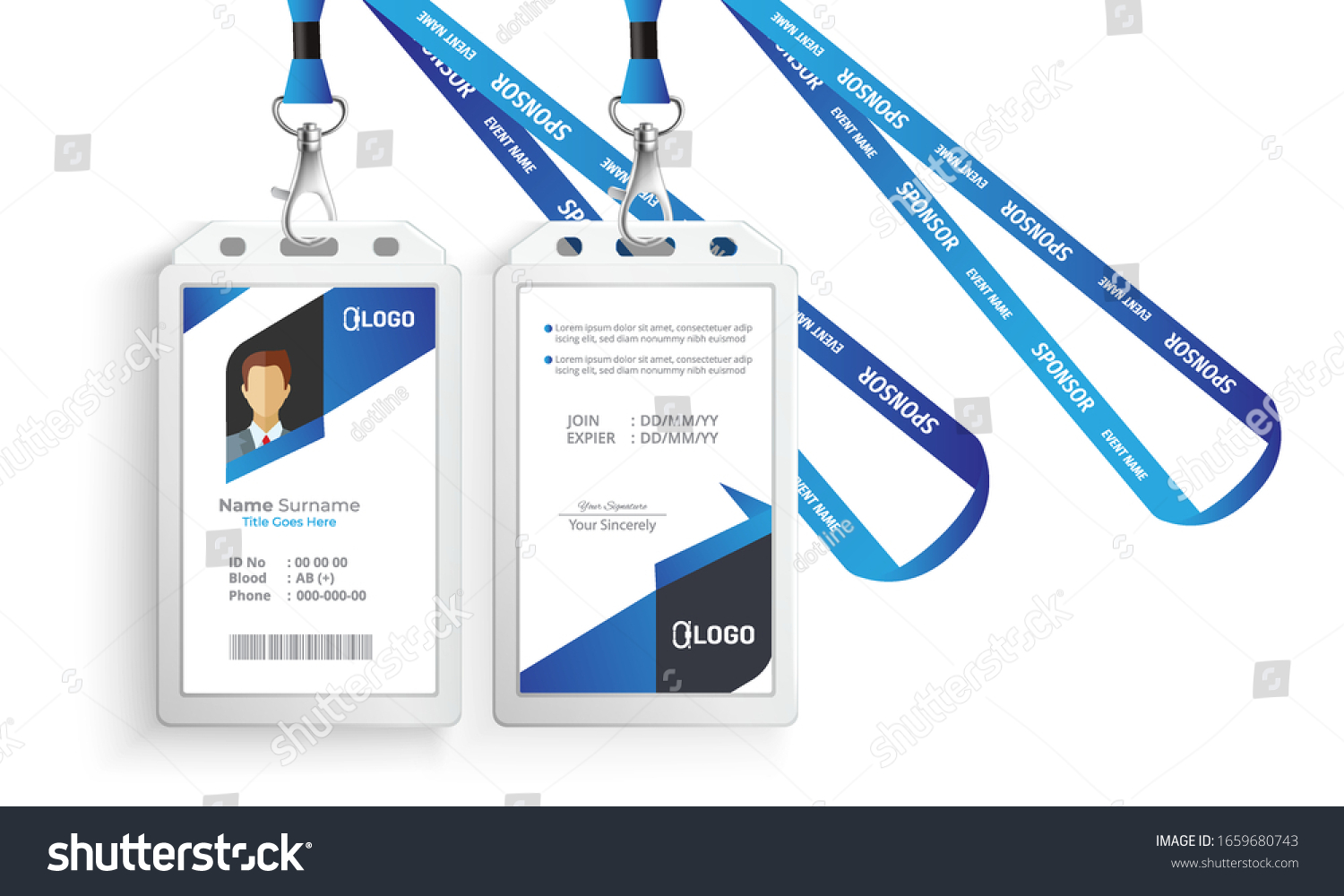 Id Card Lanyard Set Isolated Vector Stock Vector Royalty Free 1659680743