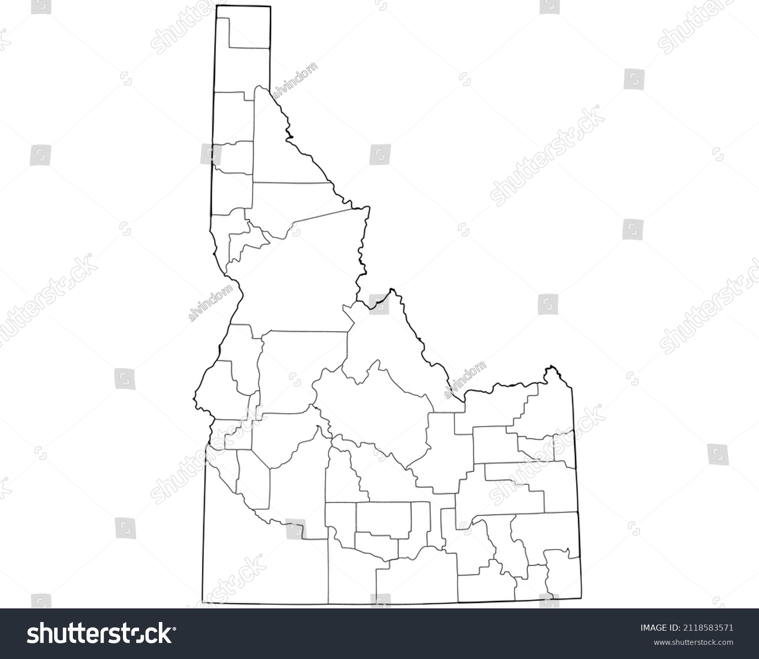 Idaho Outline Map Counties Stock Vector Royalty Free 2118583571 Stock Vector Idaho Outline Map With Counties 2118583571