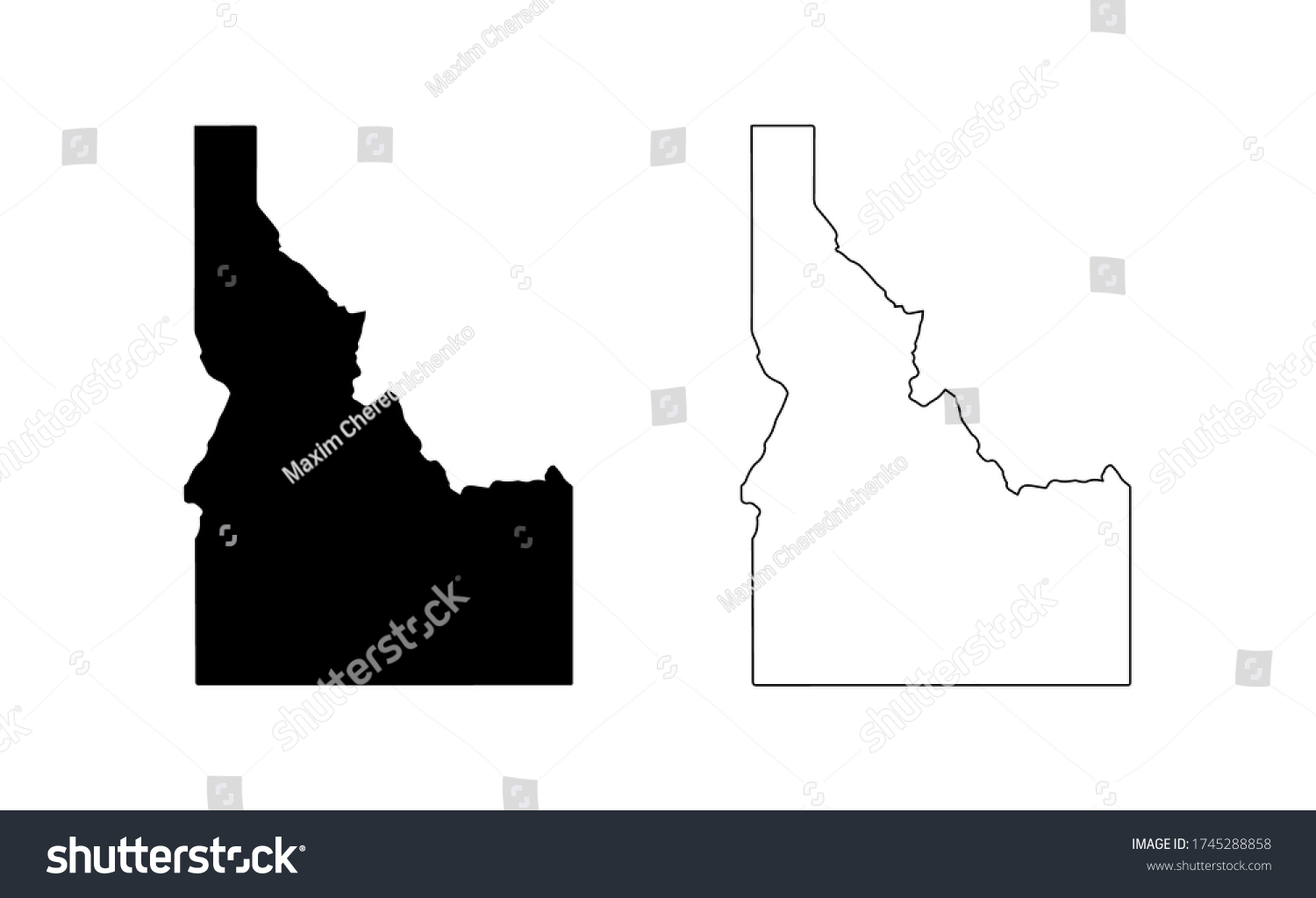 Idaho State Map Silhouette Line Country Stock Vector (Royalty Free ...