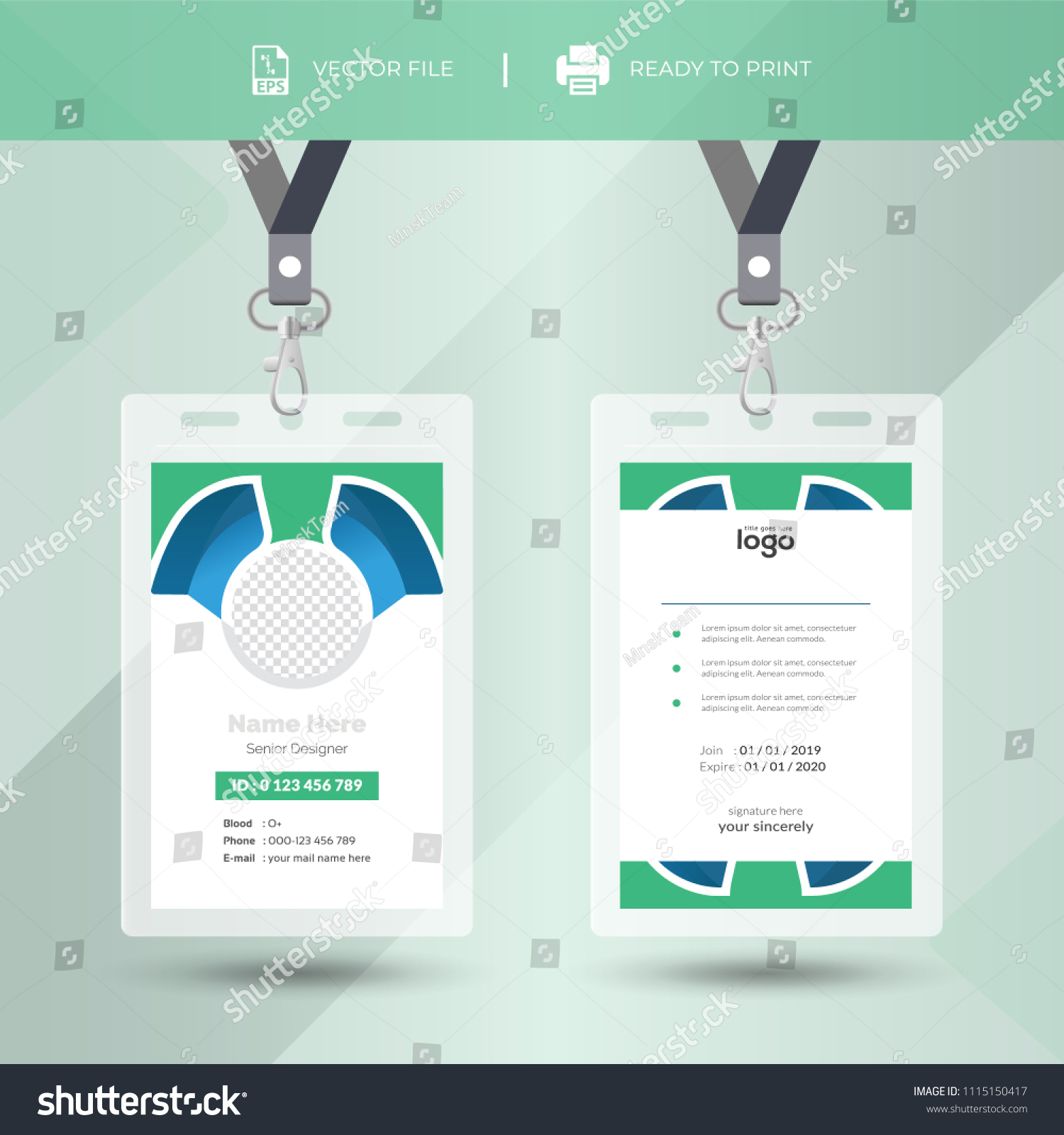 Identification Card Lanyard Set Isolated Vector Stock Vector (Royalty ...