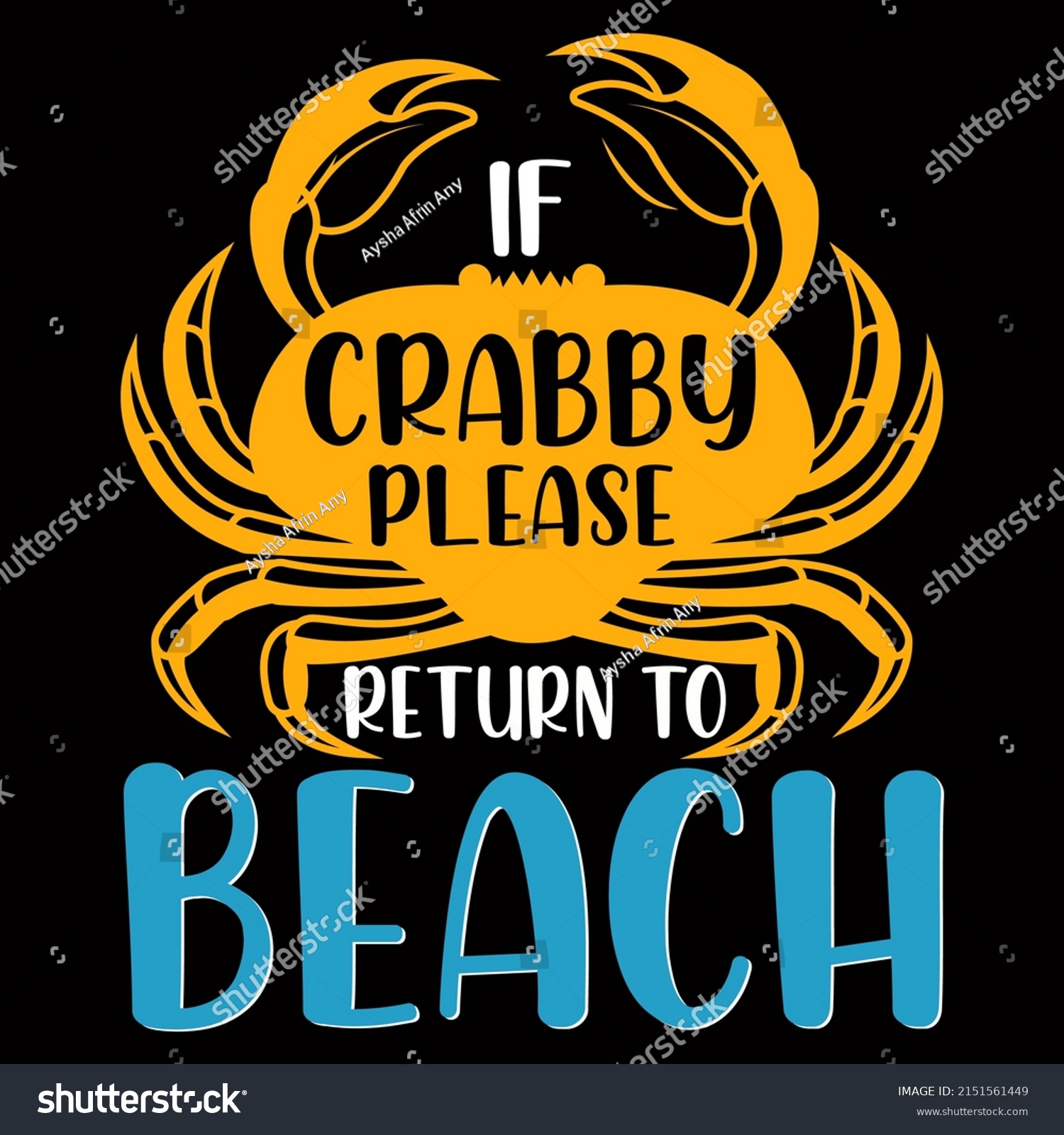 Crabby Please Return Beach Sea Beach Stock Vector (Royalty Free ...