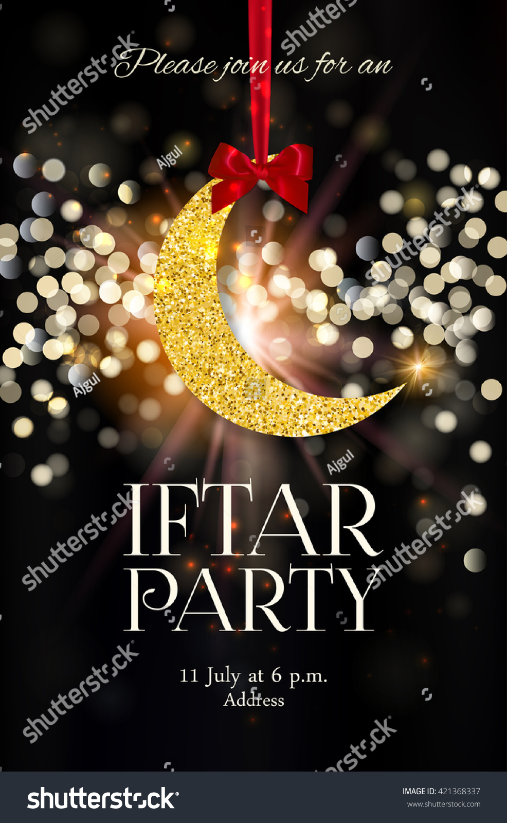 Iftar Party Invitation Card Design Festive Stock Vector 