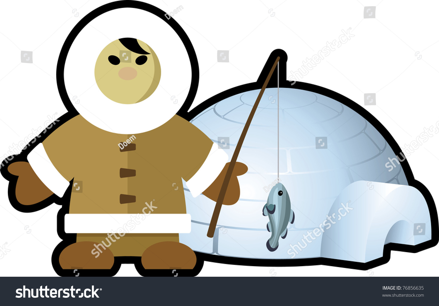 Igloo Eskimo Fishing-Rod Stock Vector Illustration 76856635 : Shutterstock