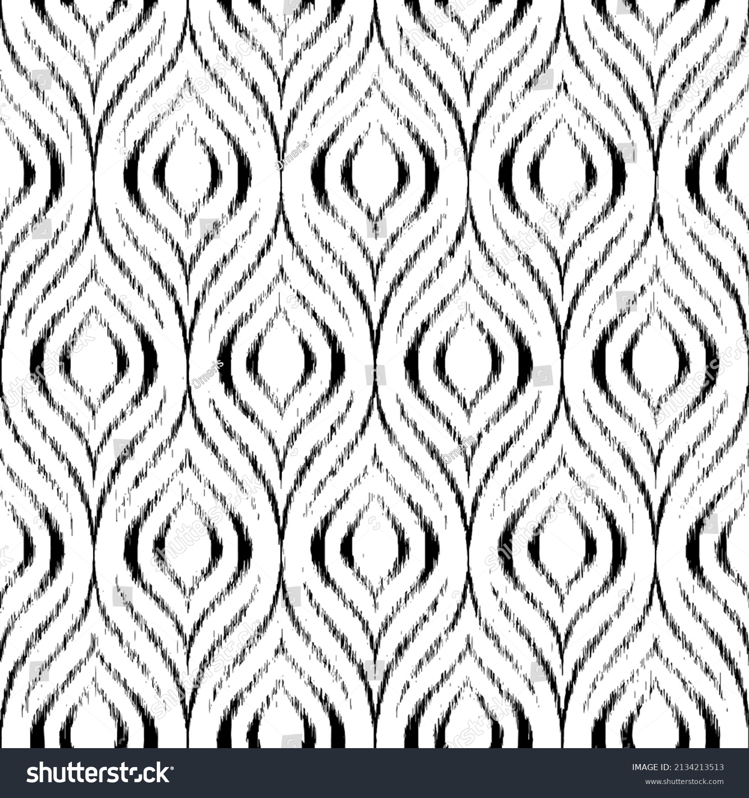 Ikat Seamless Pattern Black Ogee Texture Stock Vector (Royalty Free ...