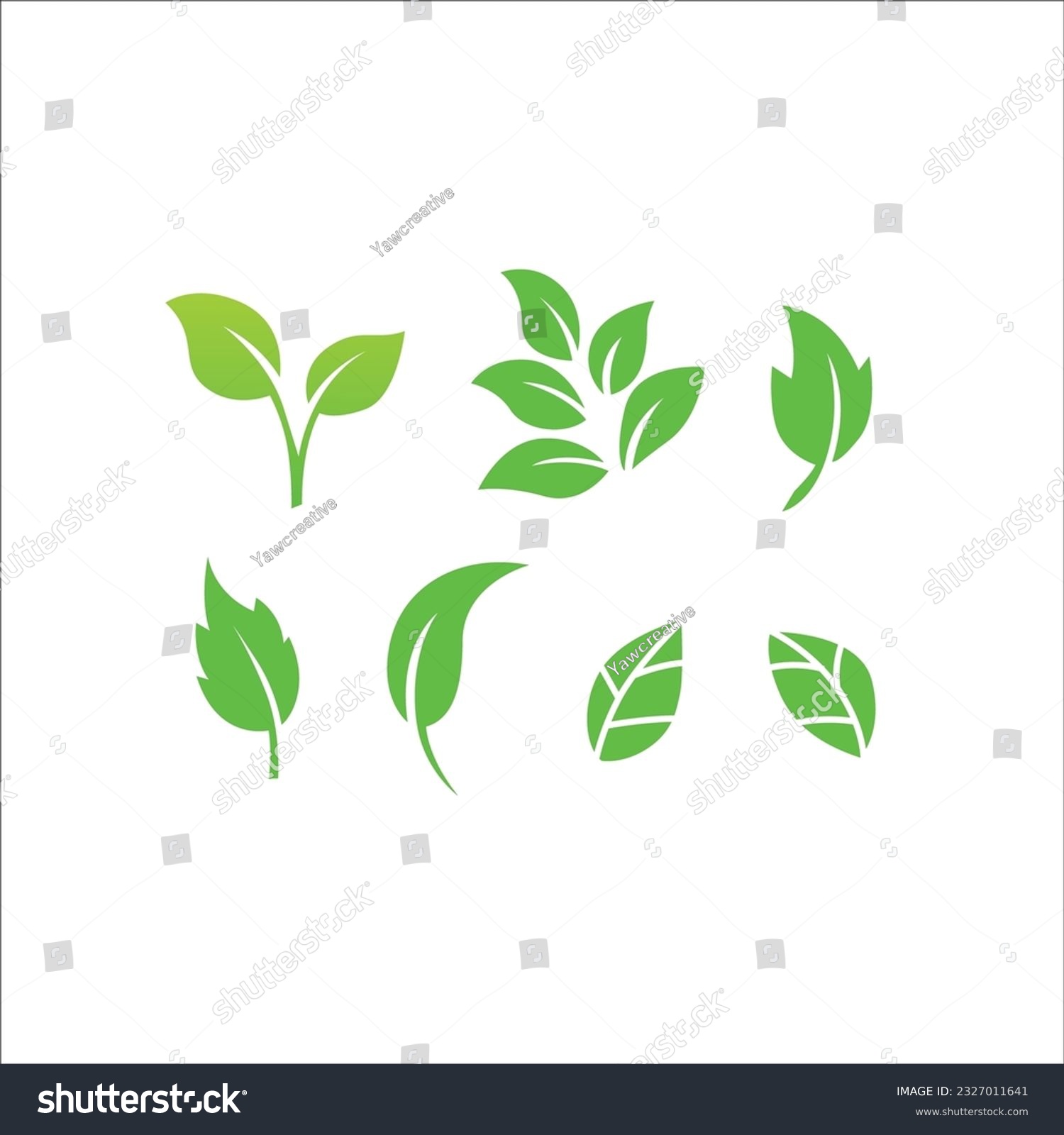 SVG of ikon daun hijau ditetapkan pada latar belakang putih svg