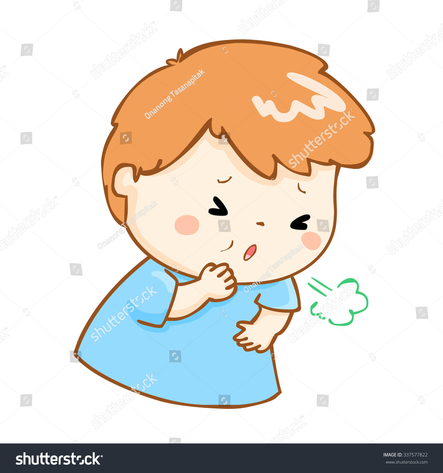 Ill Boy Coughing Hard Cause Flu Stock Vector (Royalty Free) 337577822