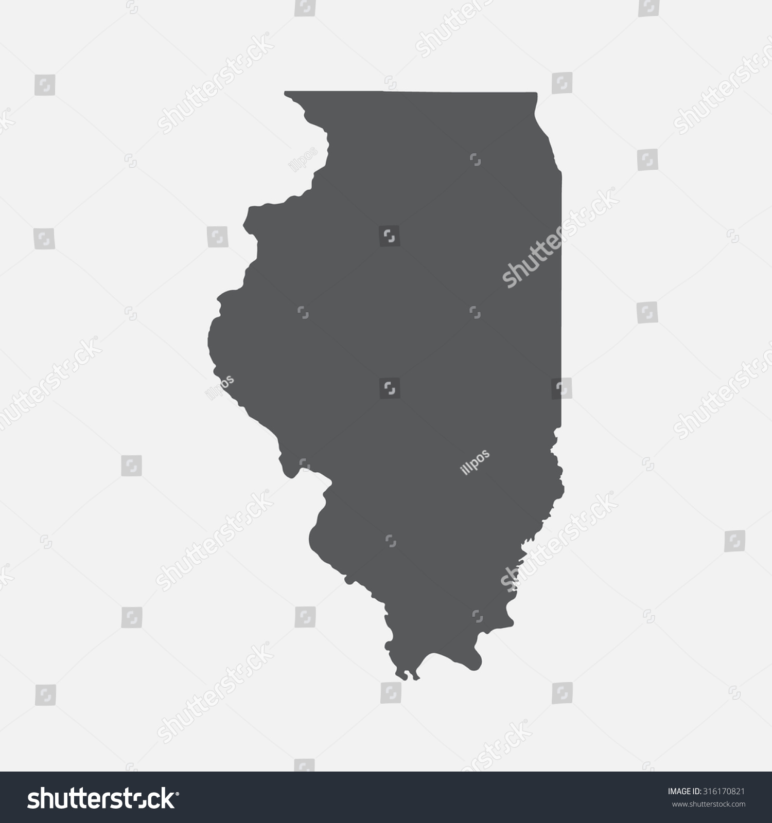 SVG of Illinois grey state border map. svg