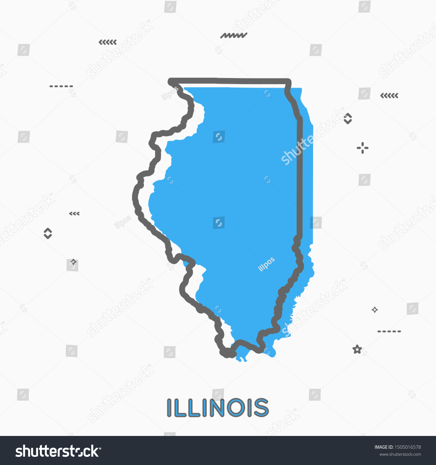 SVG of Illinois map in thin line style. Illinois infographic map icon with small thin line geometric figures. Illinois state. Vector illustration linear modern concept svg