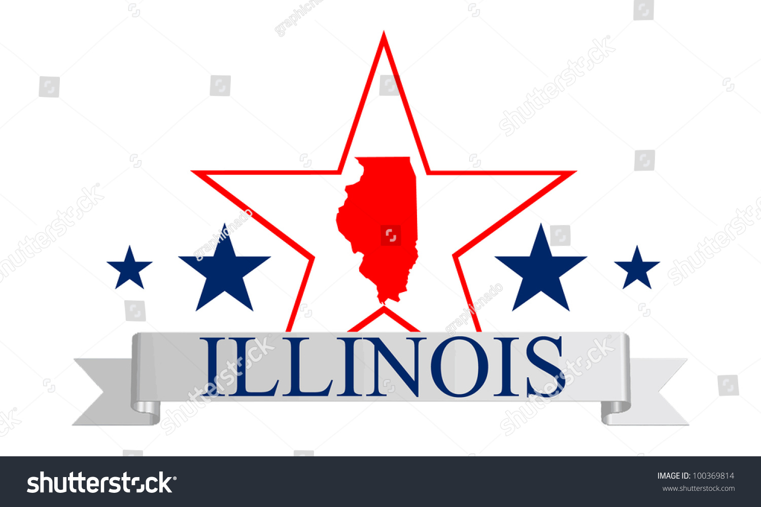 SVG of Illinois state map, frame and name. svg