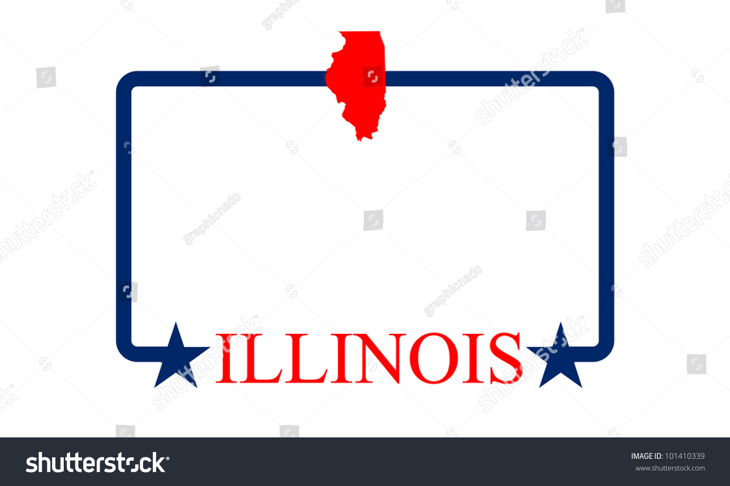 SVG of Illinois state map, star and name. svg