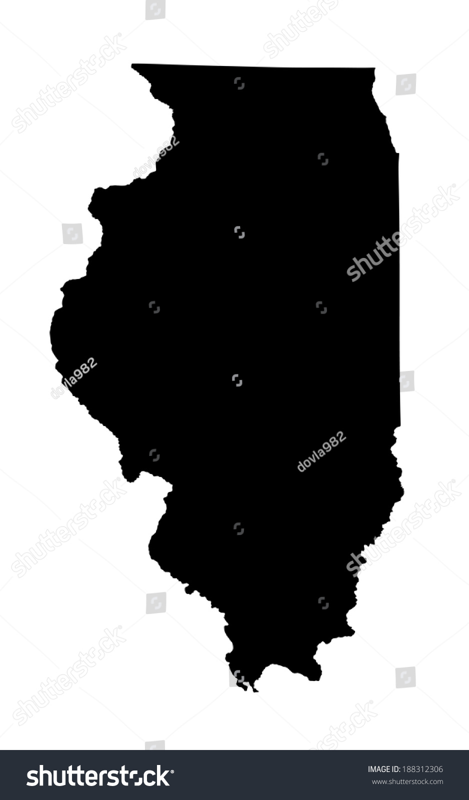 Illinois Vector Map Silhouette Isolated On Stock Vector (Royalty Free ...