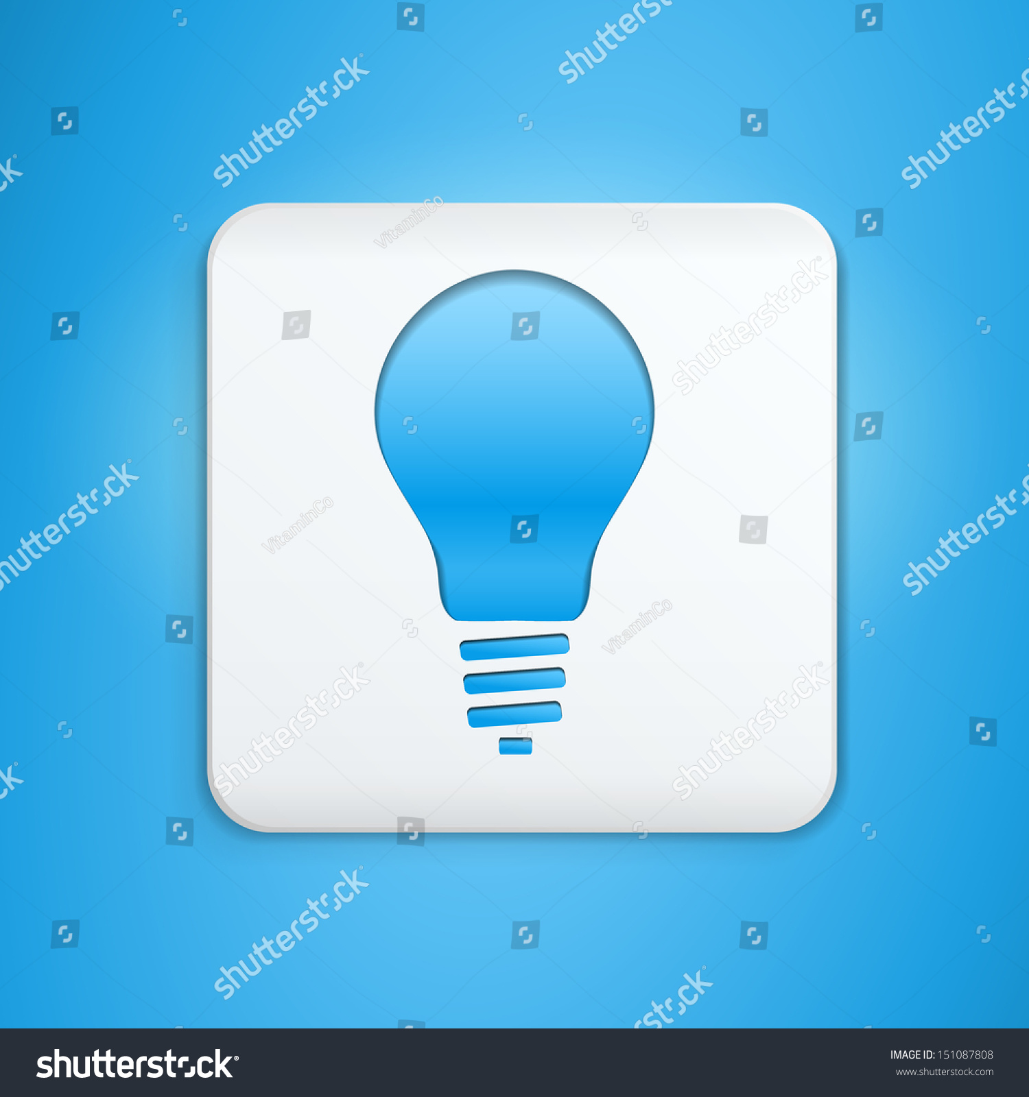 Illuminated Button Classic Light Bulb Symbol Stock Vector (Royalty Free ...