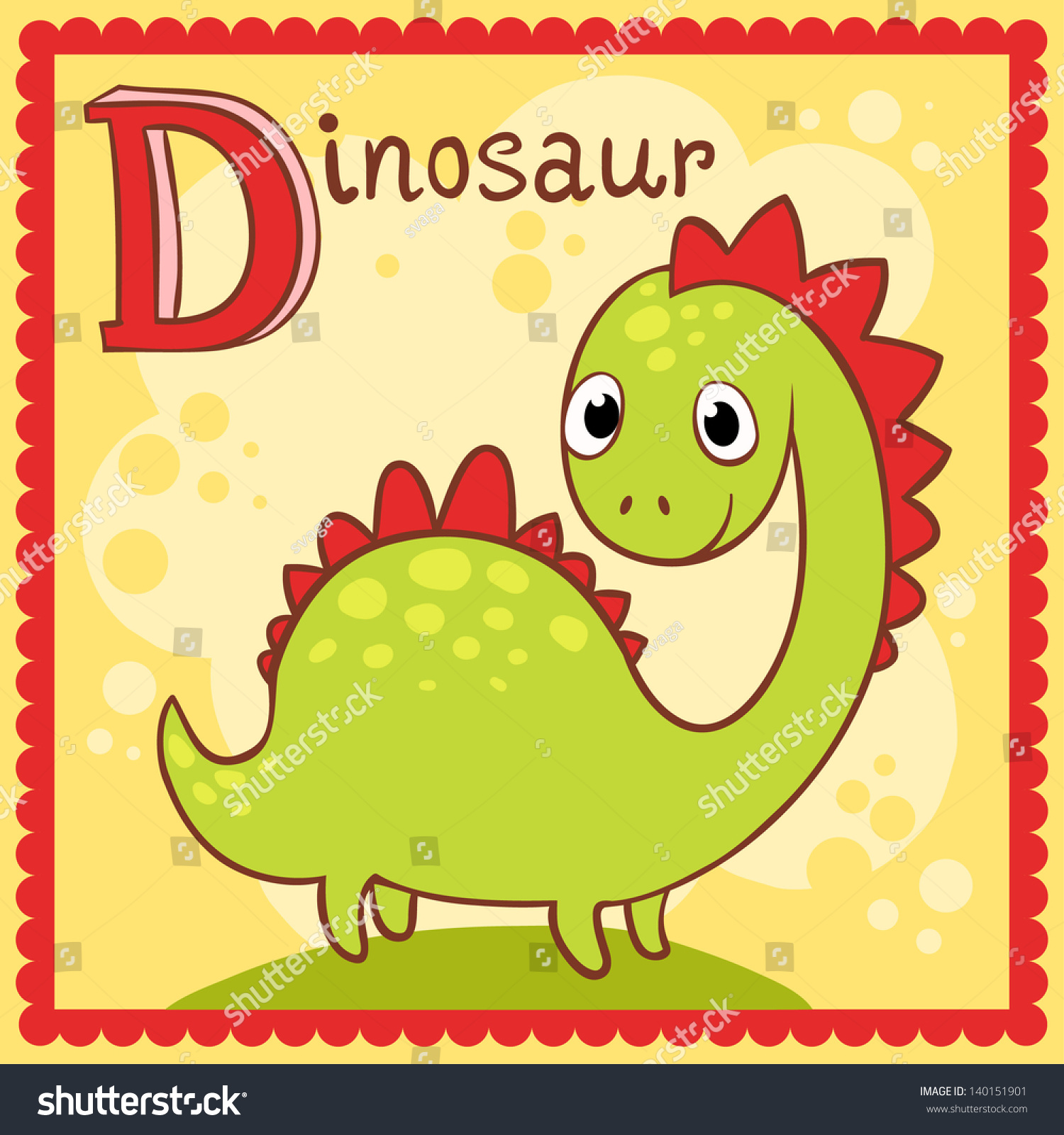 Illustrated Alphabet Letter D Dinosaur Stock Vector 140151901