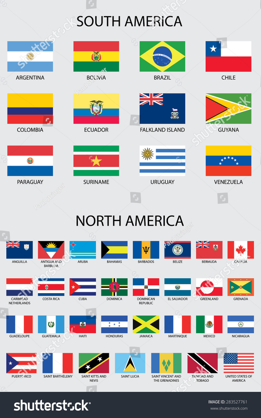 Illustrated Flags From The Continent Of America Stock Vector 283527761 ...