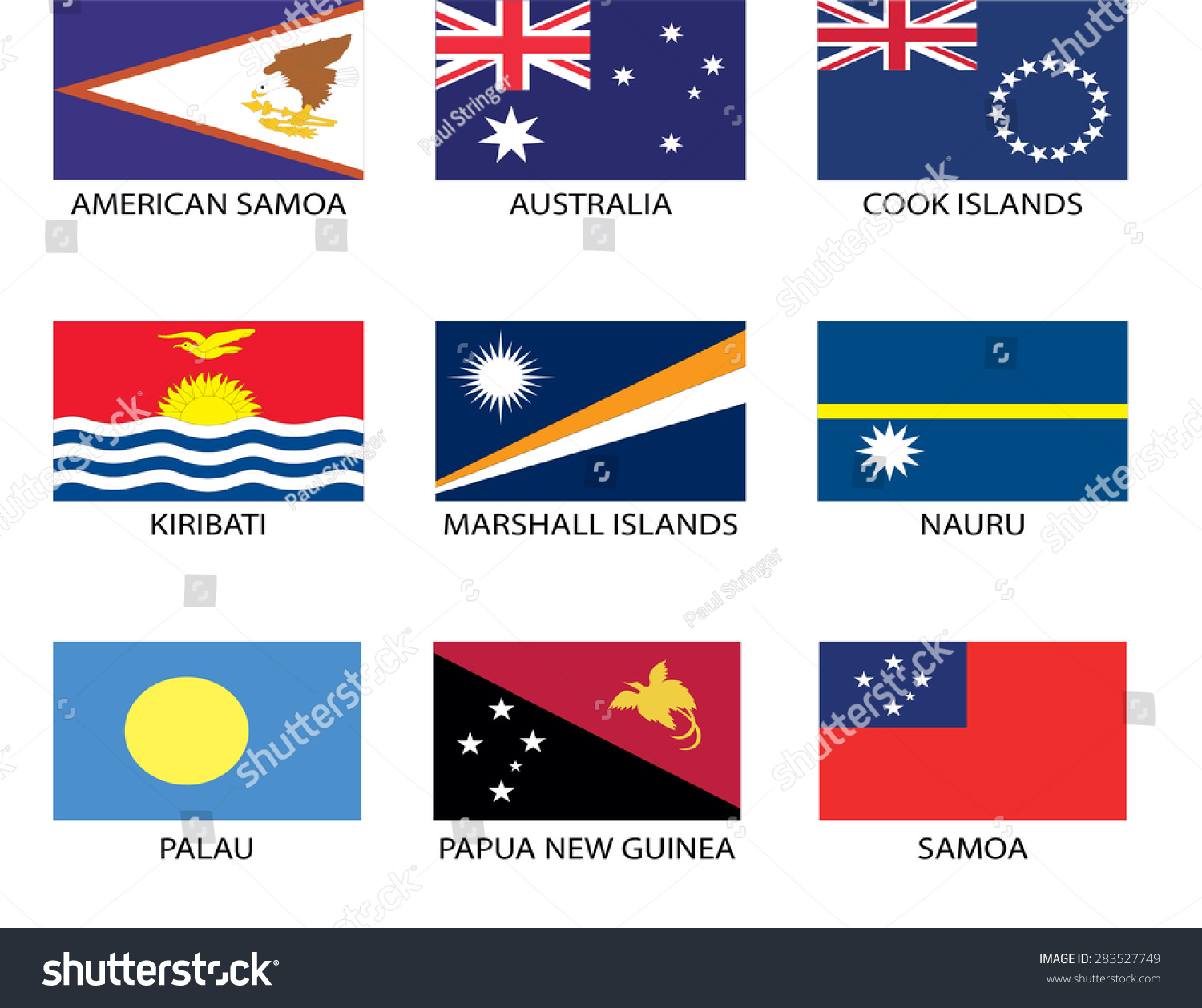 Illustrated Flags Continent Oceania Stock Vector (Royalty Free) 283527749