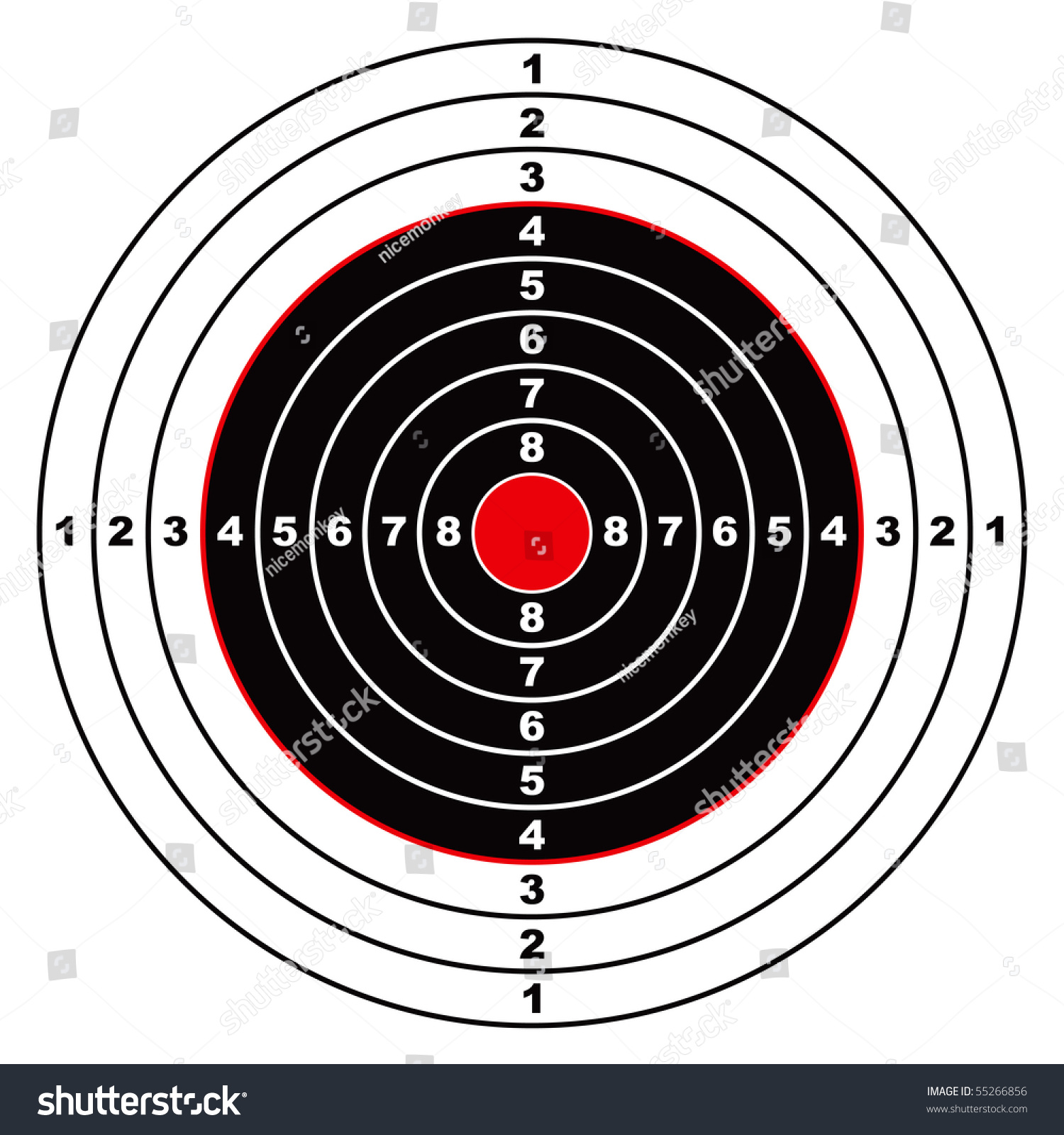 Illustrated Rifle Target Black Sections Points Stock Vector 55266856 ...