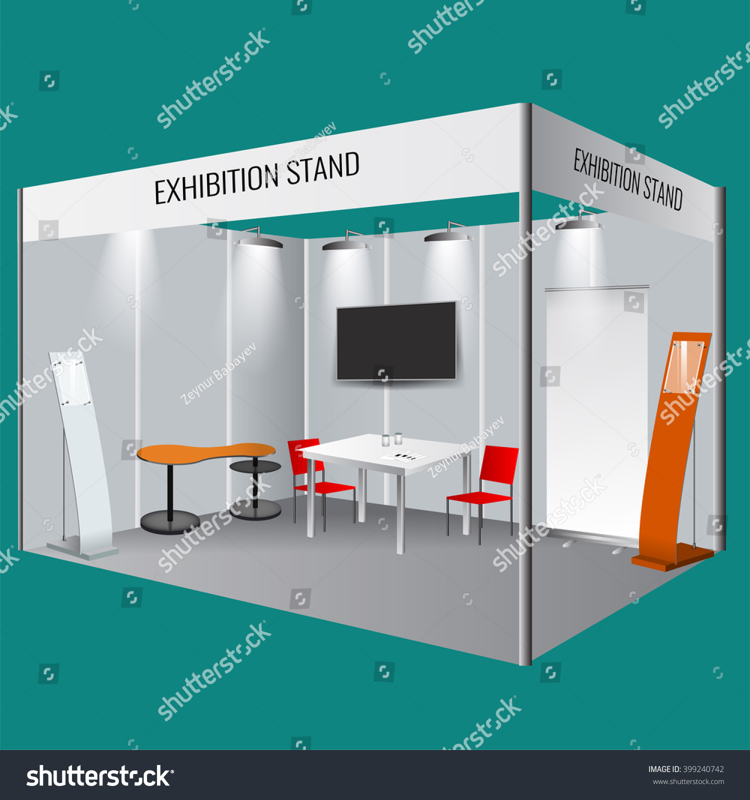 Illustrated Unique Creative Exhibition Stand Display Stock Vector 