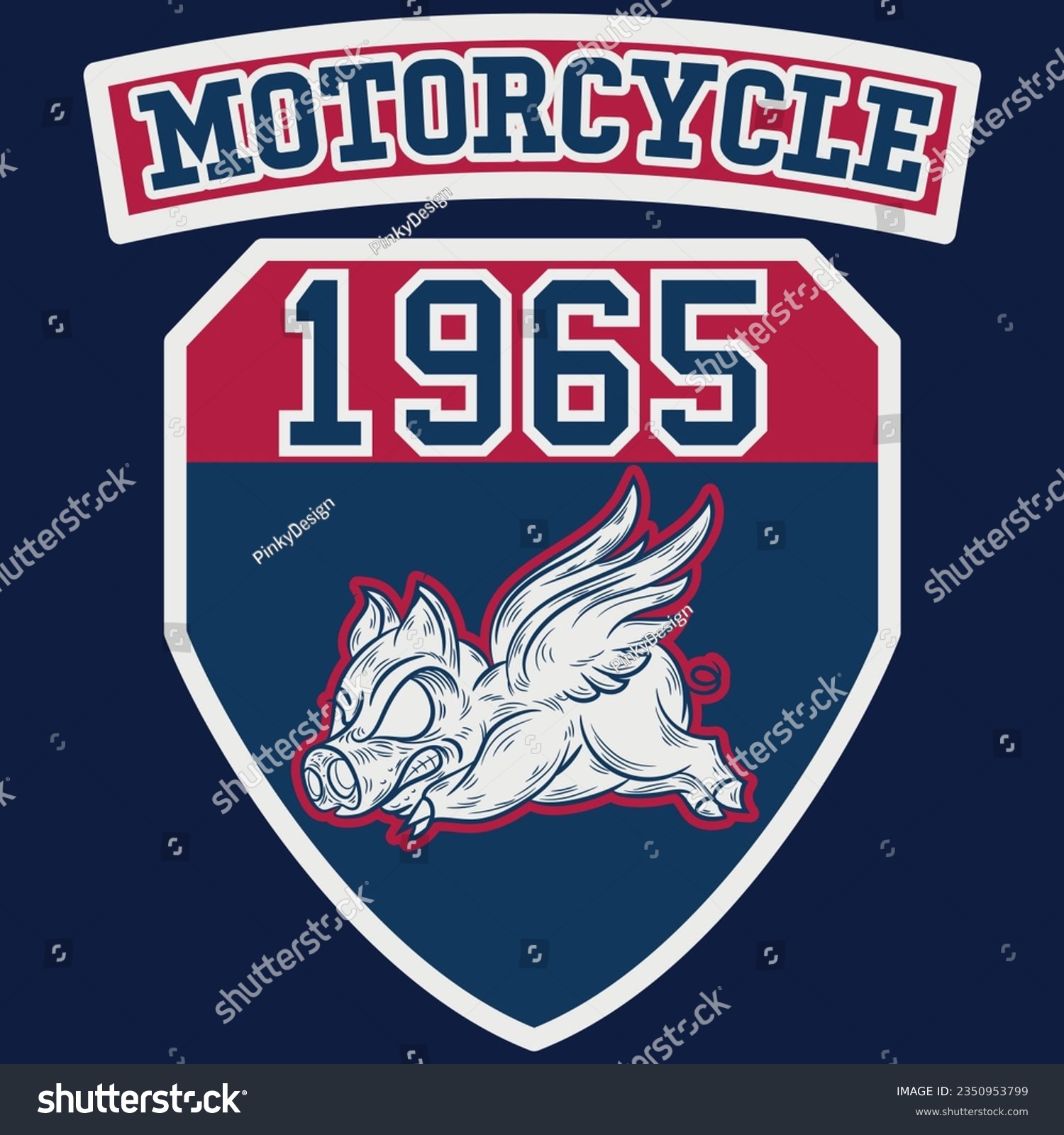 SVG of Illustration bike motorcycle with ping and wings, Since 1965 and Patchwork emblem crest. tattoo style svg