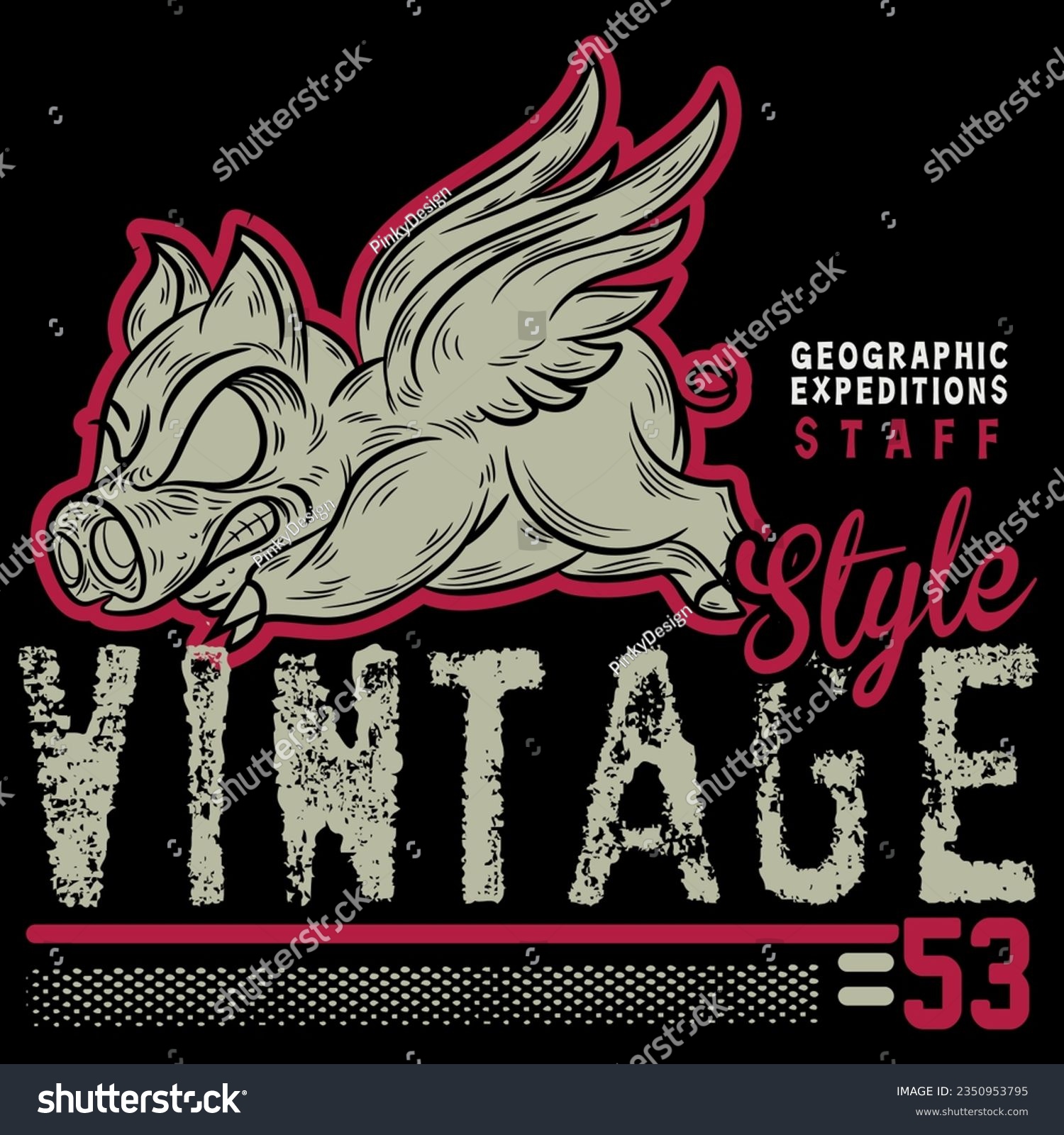 SVG of Illustration bike motorcycle with ping and wings, Since 1965 and Patchwork emblem crest text Vintage Style 53. tattoo style svg