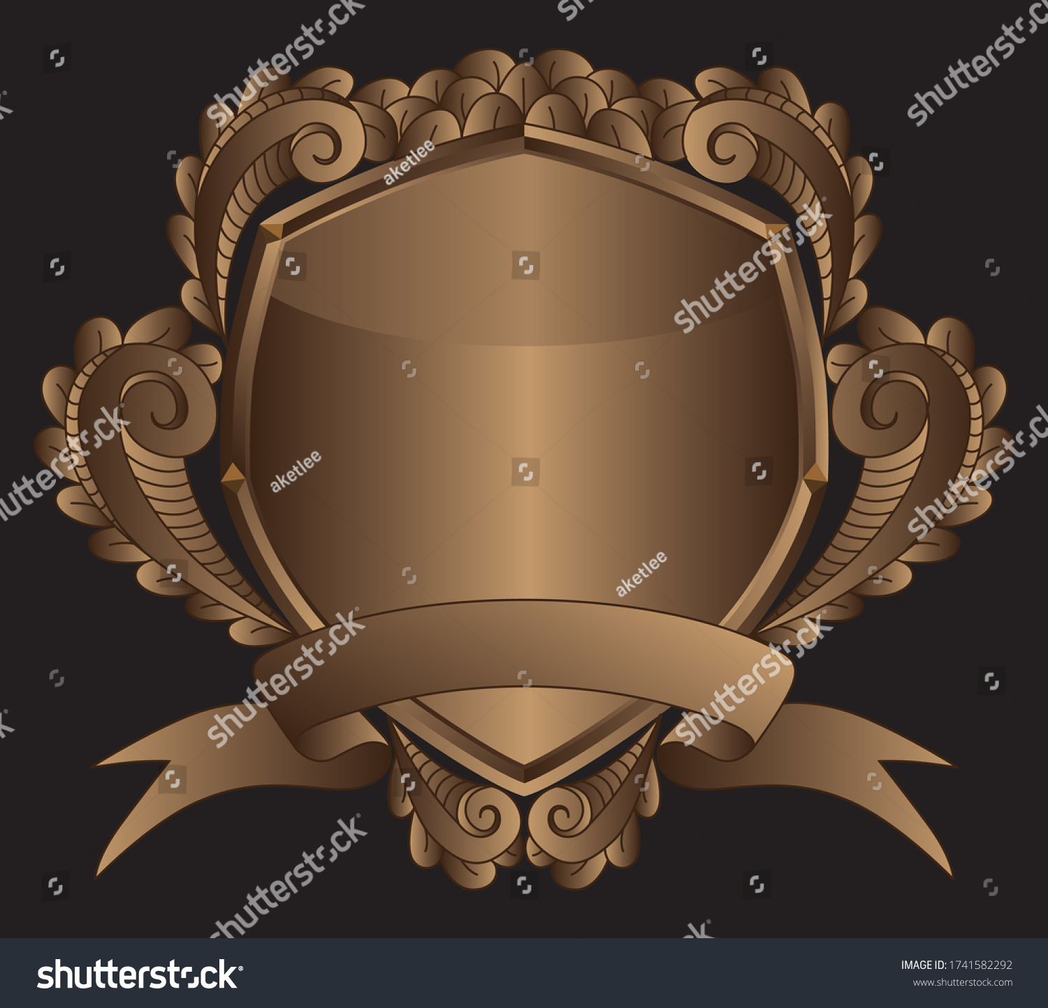 Illustration Brown Shields Isolated Black Stock Vector (Royalty Free ...