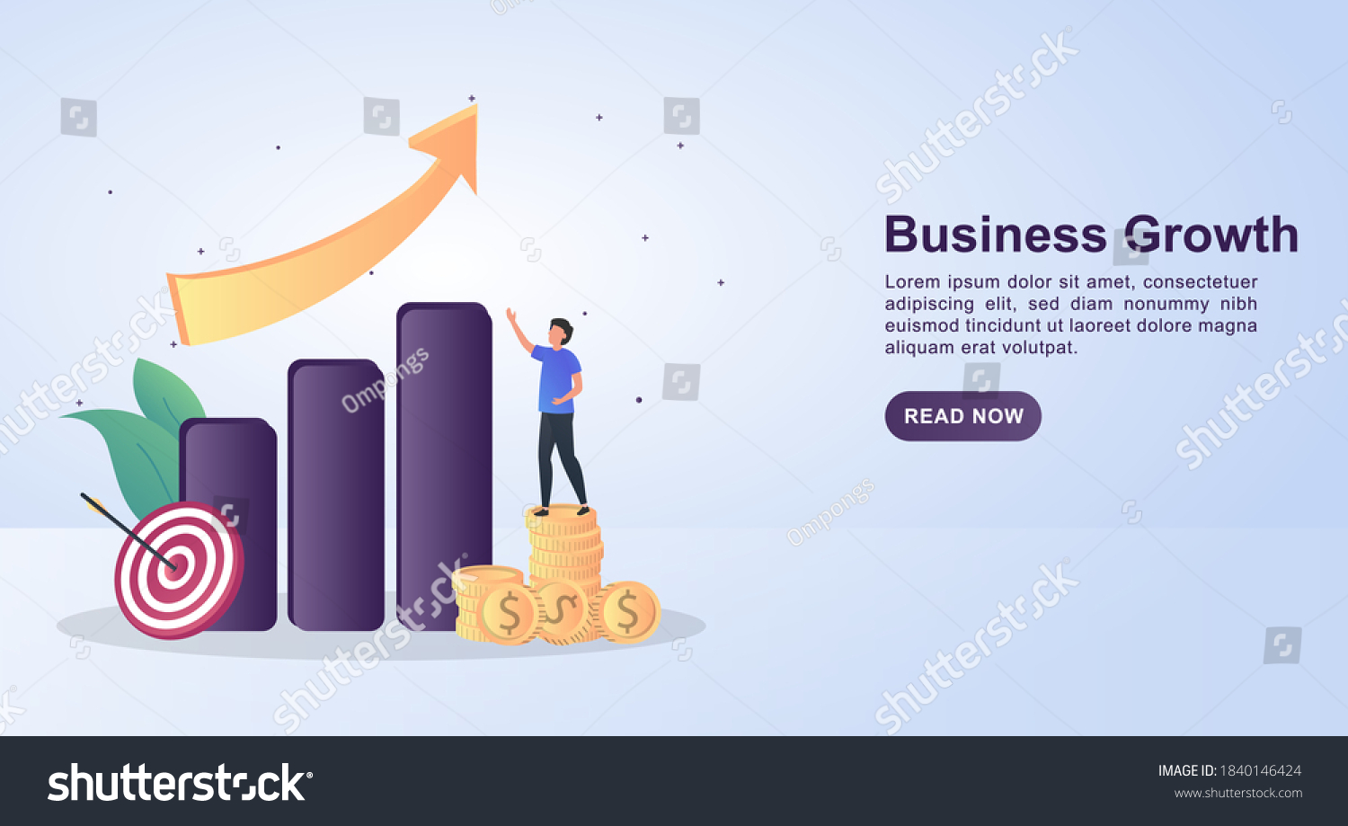 Illustration Concept Business Growth Bar Chart Stock Vector (royalty 