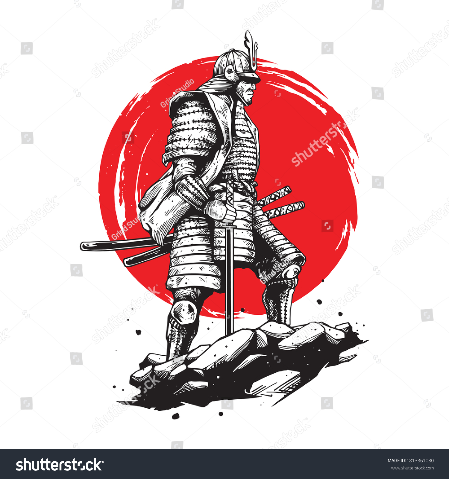 Illustration Concept Samurai Warrior Stock Vector Royalty Free 1813361080 Illustration Concept Samurai Warrior Stock Vector Royalty Free 1813361080