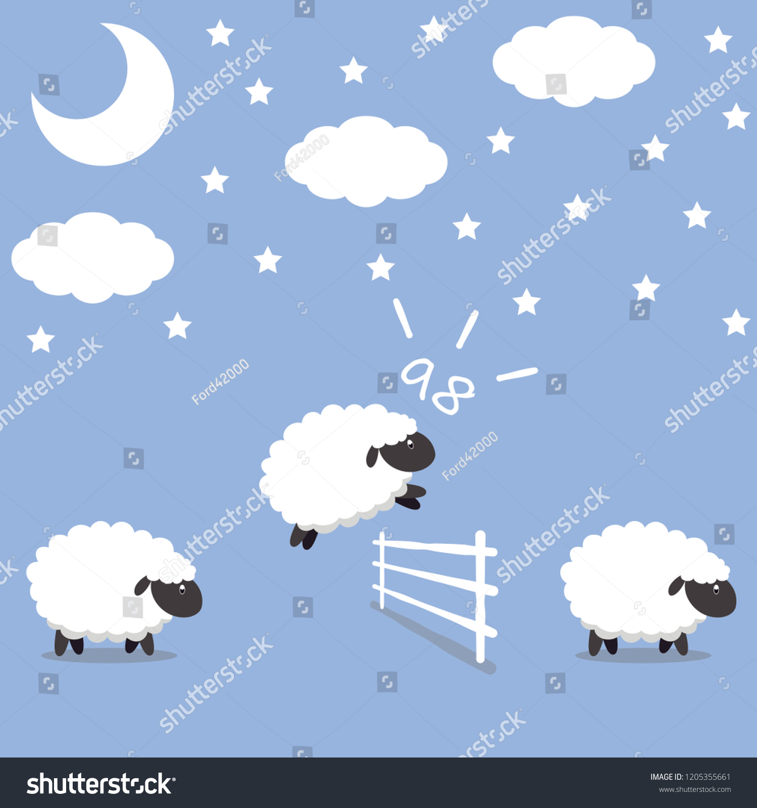 Illustration Counting Sheep Animal Banner Stock Vector (Royalty Free ...