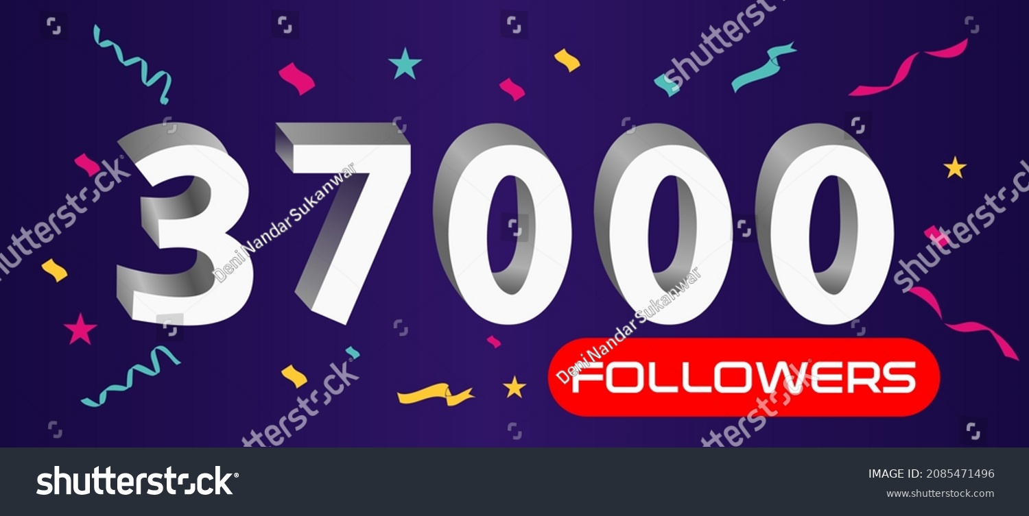 SVG of Illustration 3d numbers for social media 37k likes thanks, celebrating subscribers fans. Banner with 37000 followers  svg