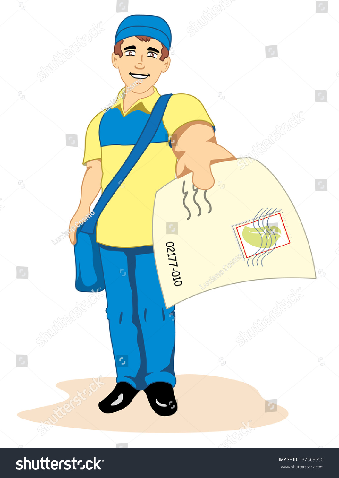 Illustration Depicting A Man Postal Worker, Postman, Mailman, Courier ...