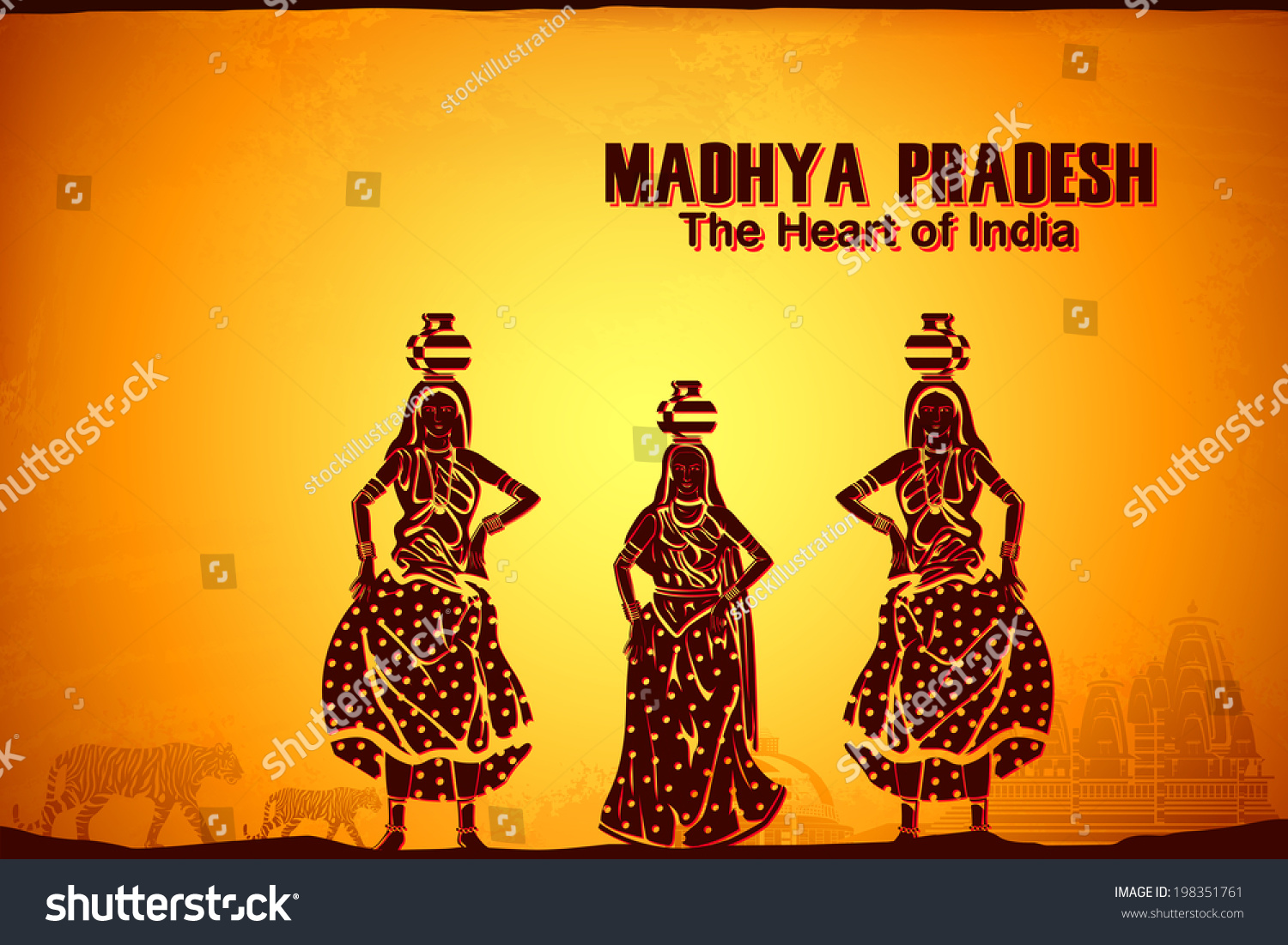 Illustration Depicting The Culture Of Madhya Pradesh, India - 198351761 ...