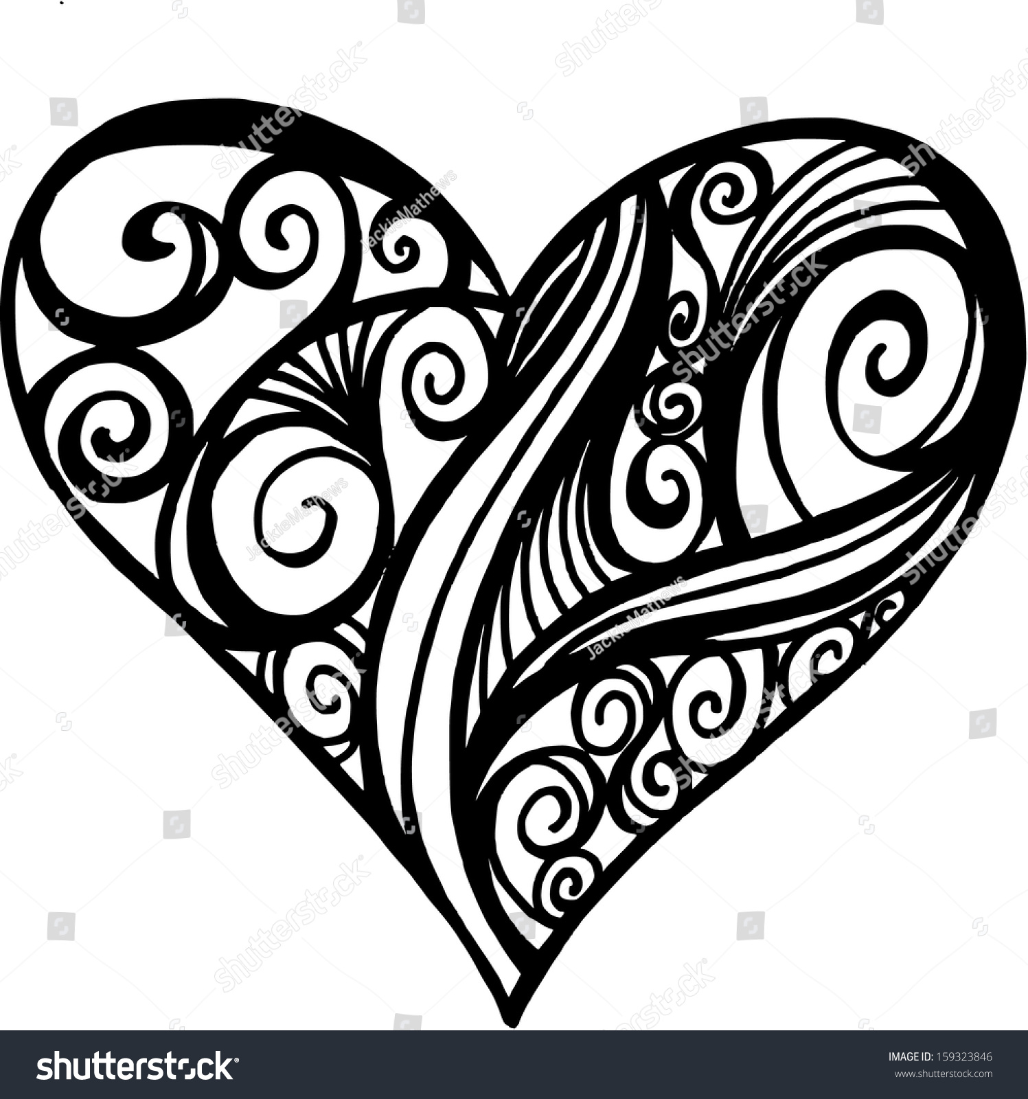 Illustration Doodle Filigree Heart Stock Vector 159323846 - Shutterstock