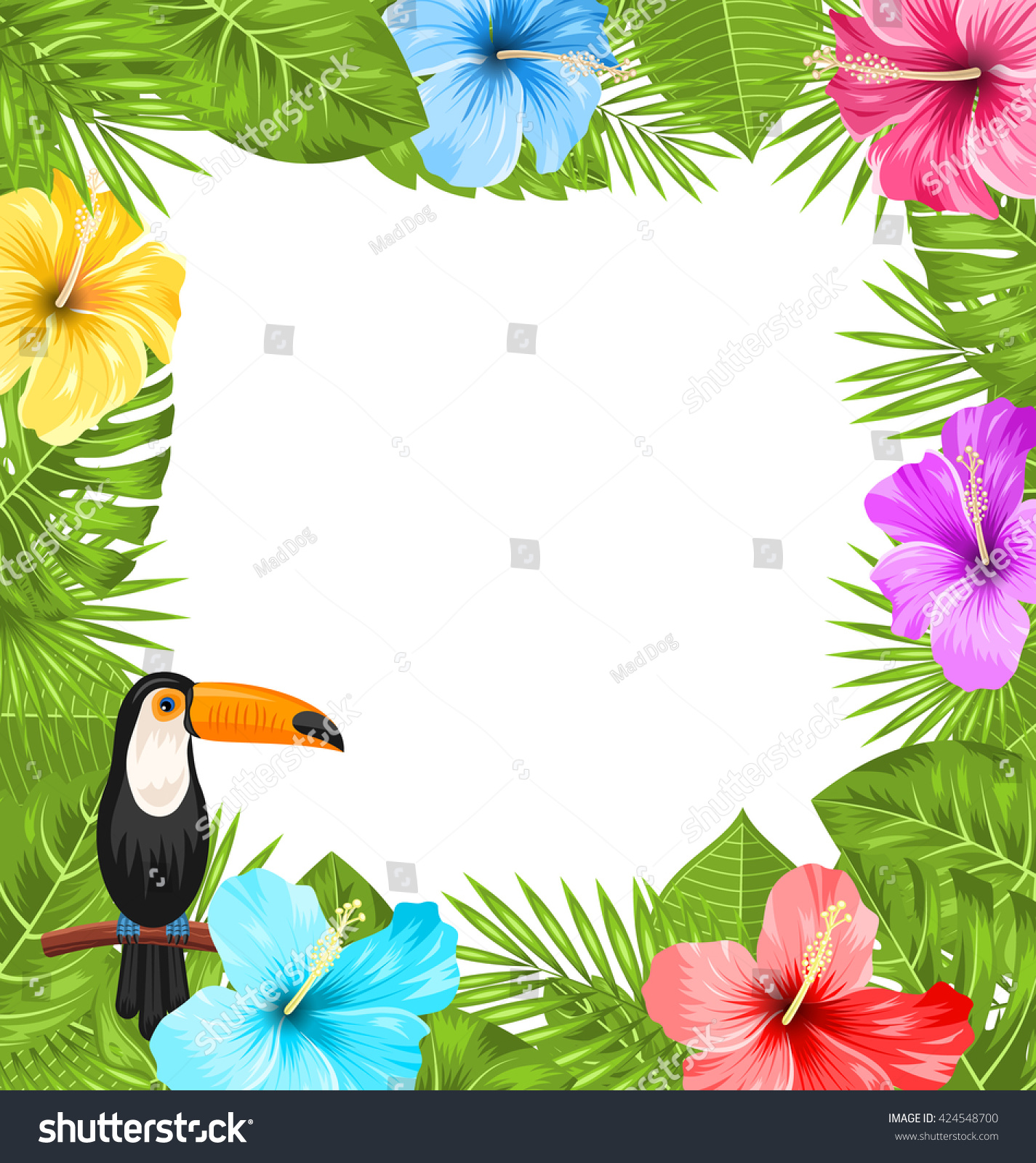 Illustration Exotic Jungle Frame Toucan Bird Stock Vector (Royalty Free ...