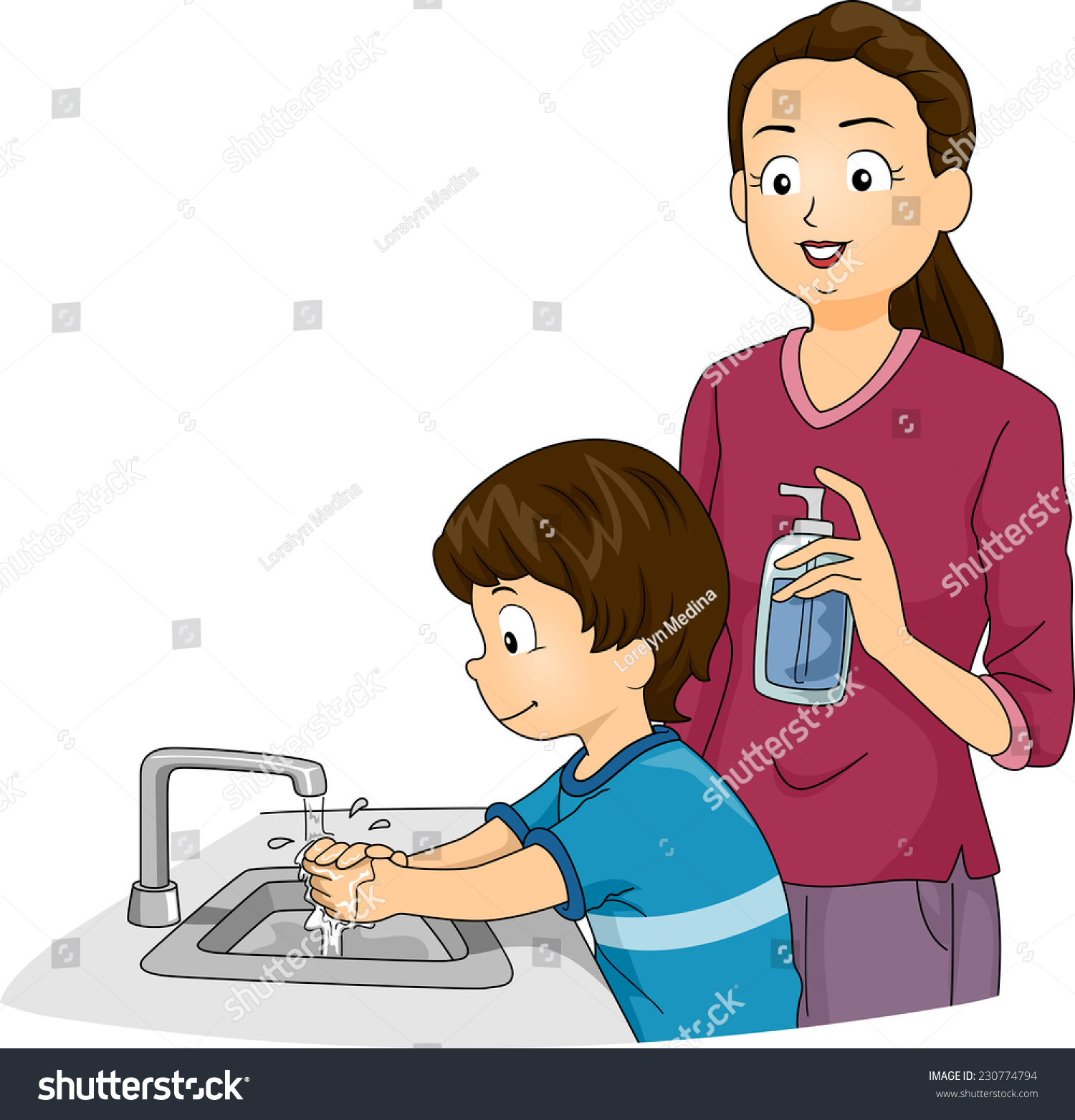 Illustration Featuring Boy Washing His Hands Stock Vector 230774794 ...