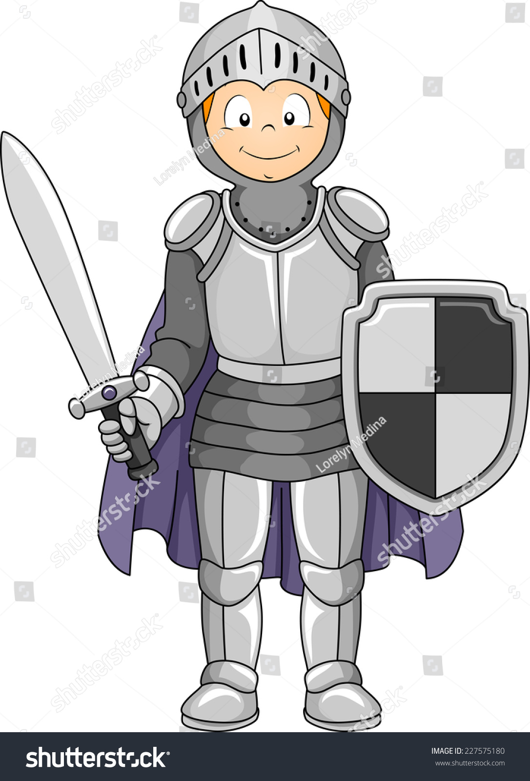 Illustration Featuring A Boy Wearing A Knight Costume - 227575180 ...