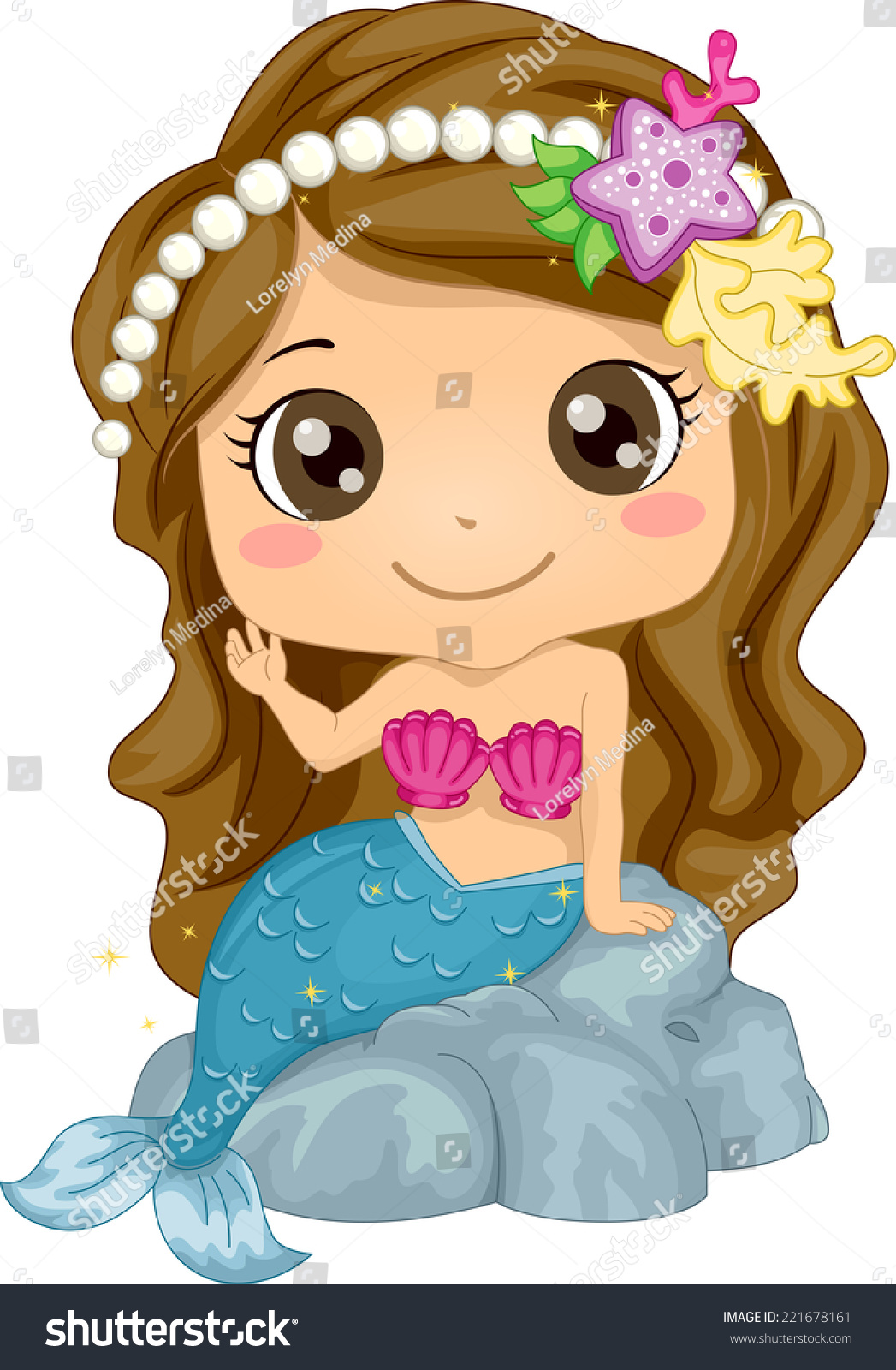 Illustration Featuring Girl Wearing Mermaid Costume Stock Vector ...