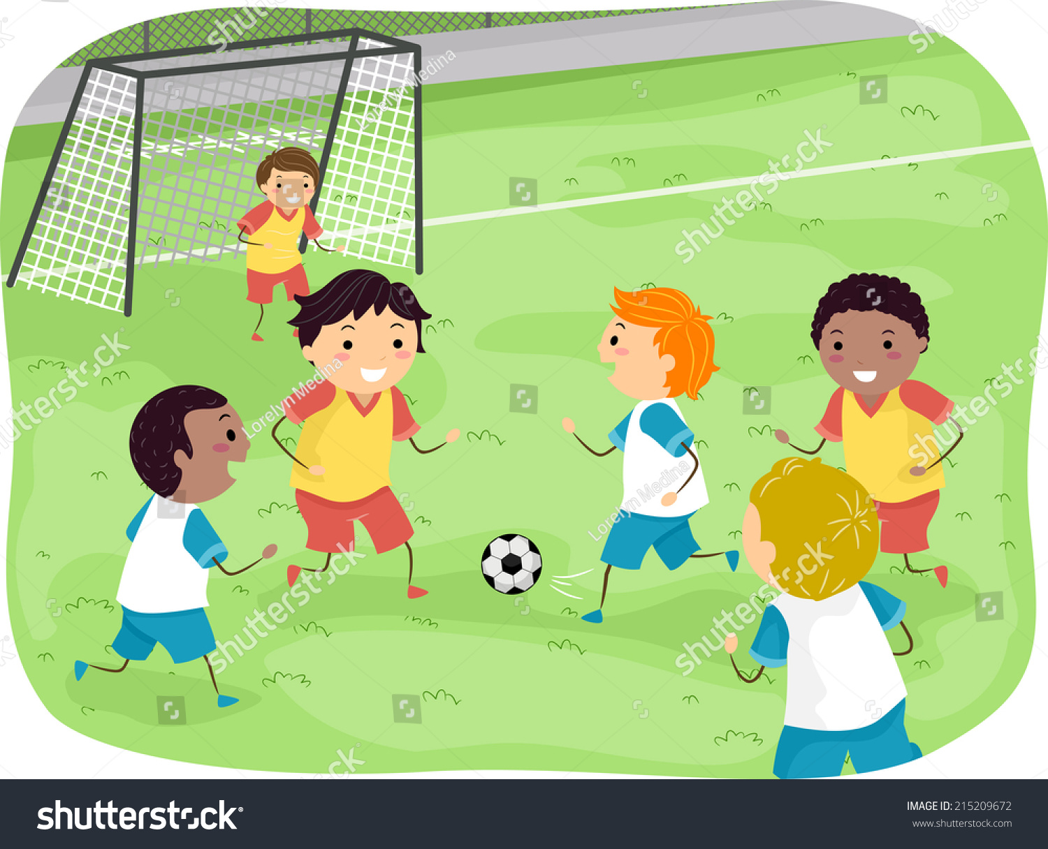 Illustration Featuring Group Boys Playing Soccer Stock Vector 215209672 ...