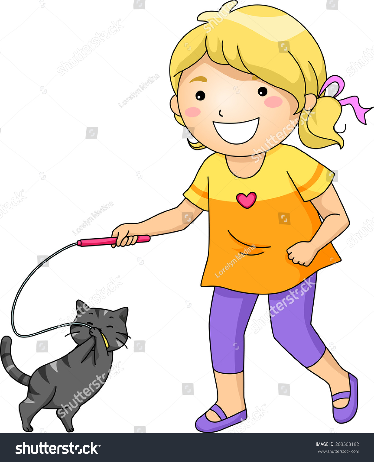 Illustration Featuring Little Girl Playing Her Stock Vector (Royalty ...