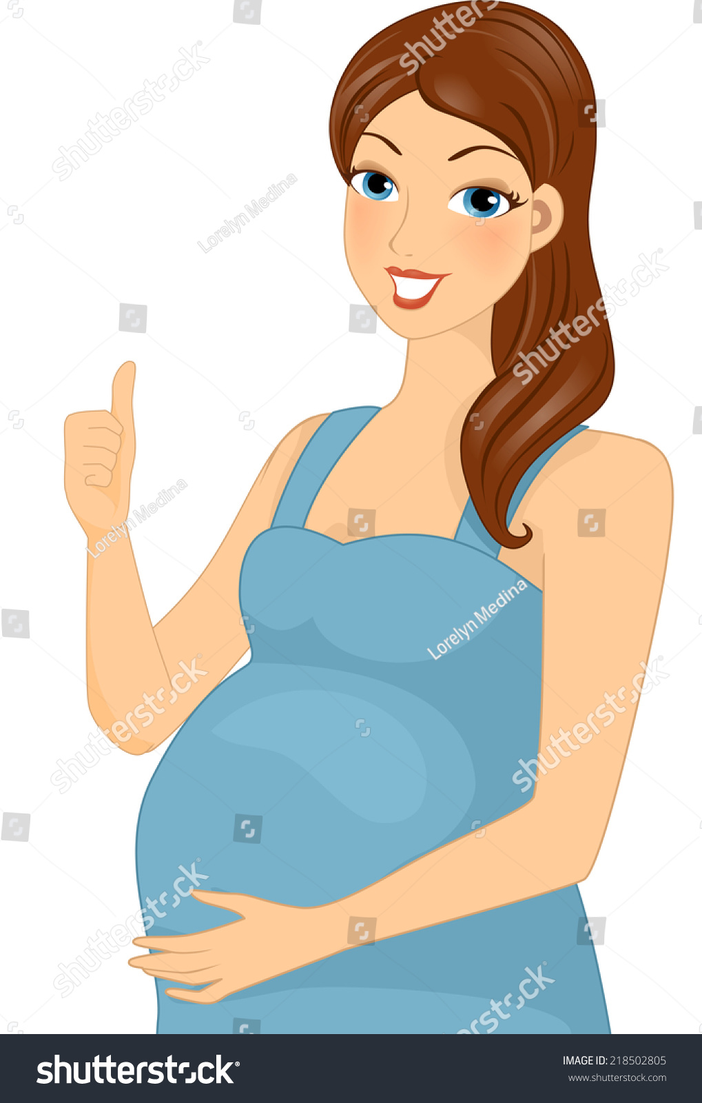 Ilustracion con una mujer embarazada dandole vector de stock (libre