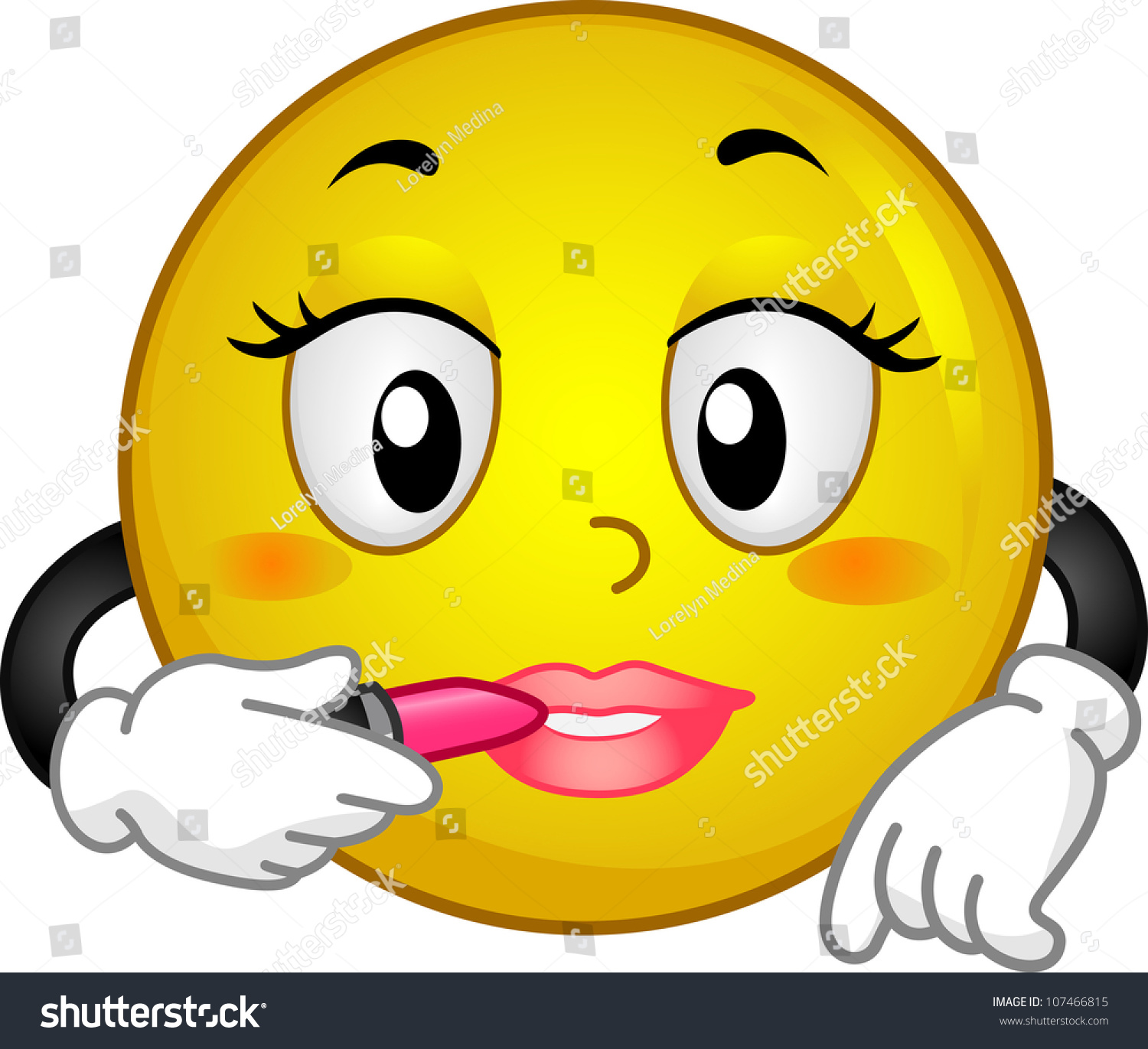 Illustration Featuring Smiley Applying Lipstick Stock Vector 107466815 ...