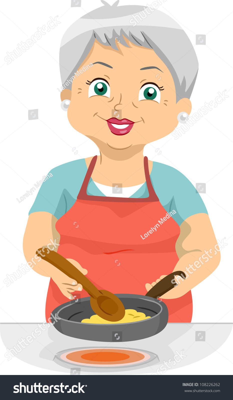 Illustration Featuring Elderly Woman Cooking Stock Vector 108226262 ...