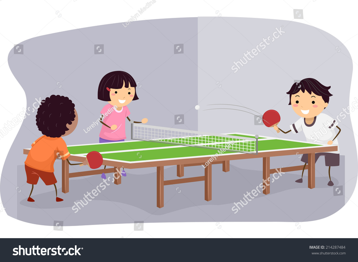 Ilration Featuring Kids Playing Table Tennis Stock Vector Ilration Featuring Kids Playing Table Tennis