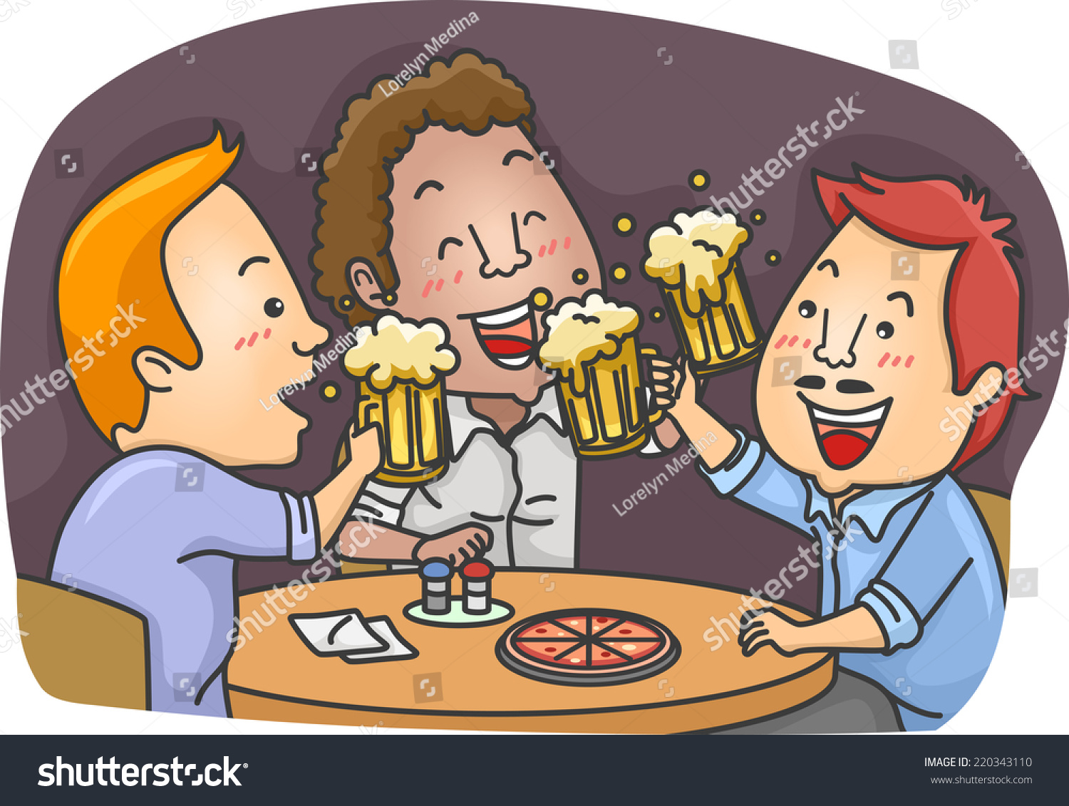 Illustration Featuring Men Drinking Beer In A Pub - 220343110 ...