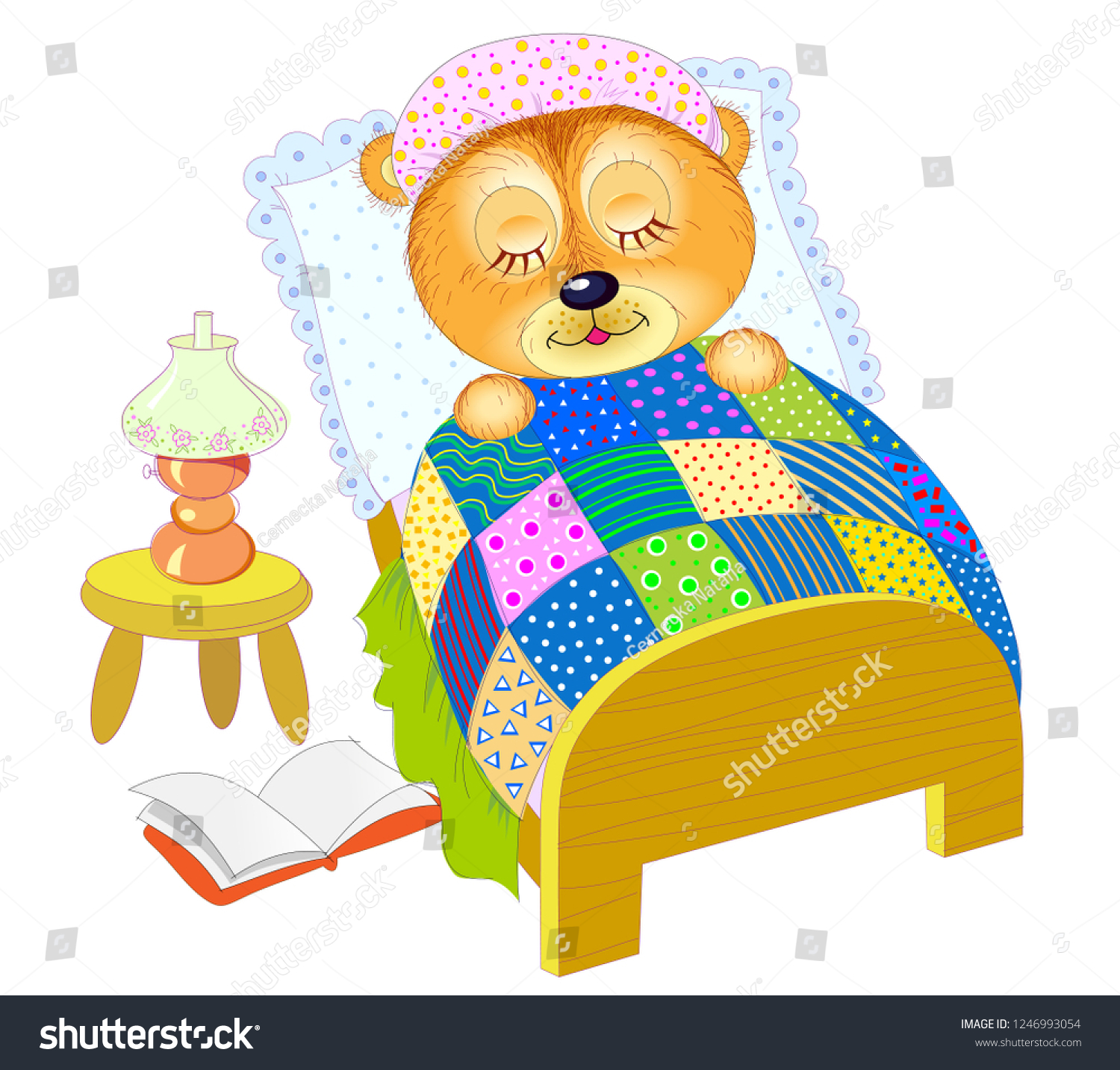 Illustration Baby Book Little Teddy Bear Stock Vector (Royalty Free ...