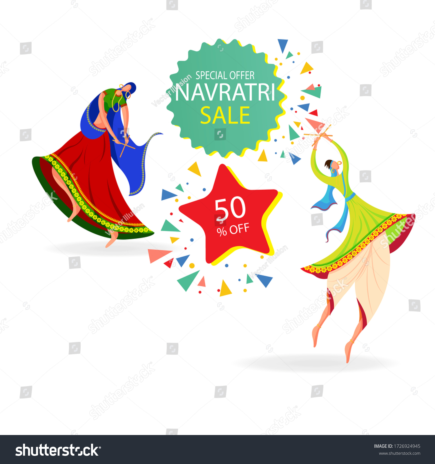 SVG of Illustration for  Navratri Discount Sale Offer Logo design, Sticker, Concept, Greeting Card Template, Icon, Poster, Unit, Label, Web. svg