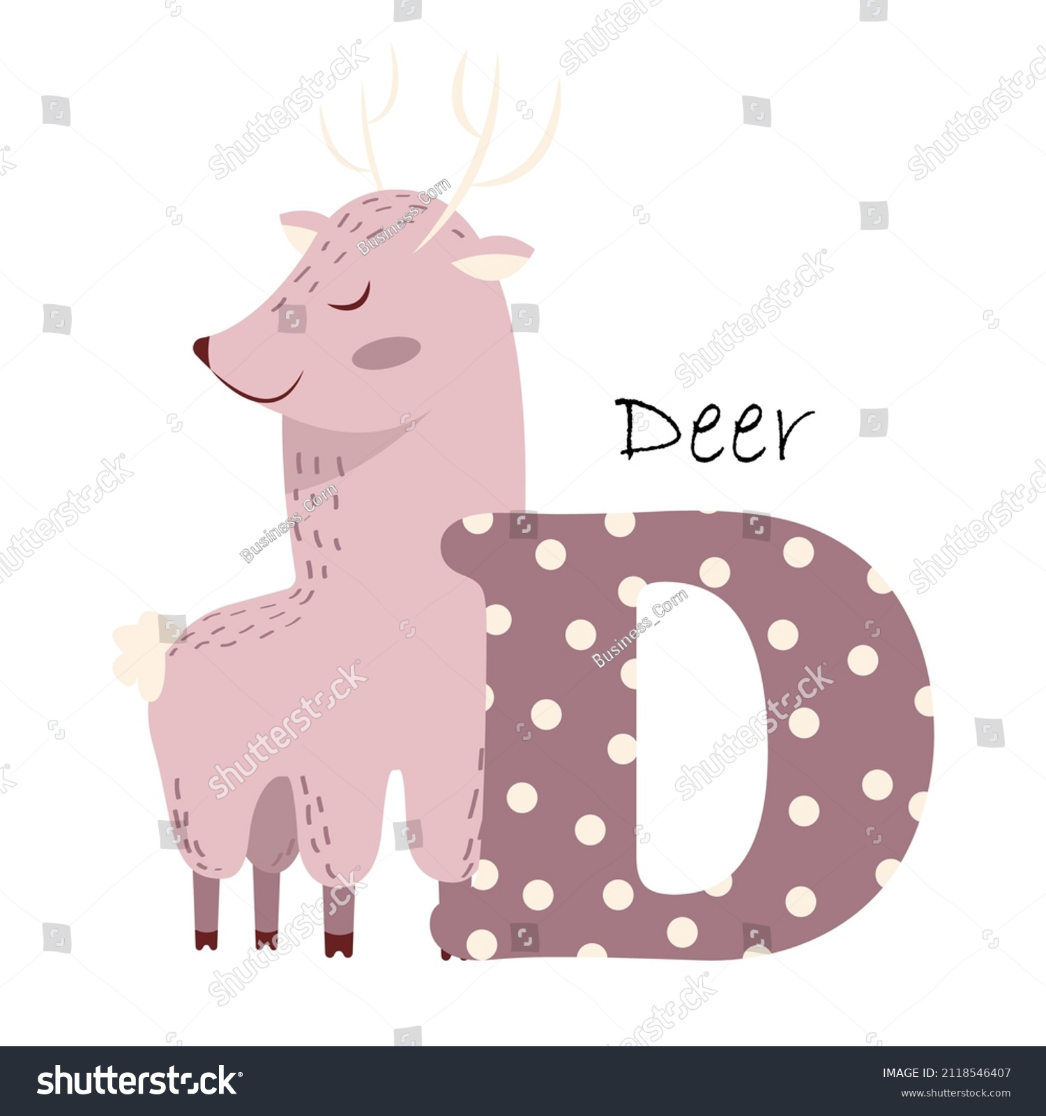 Illustration English Alphabet Image Deer Teaching Stock Vector (Royalty ...